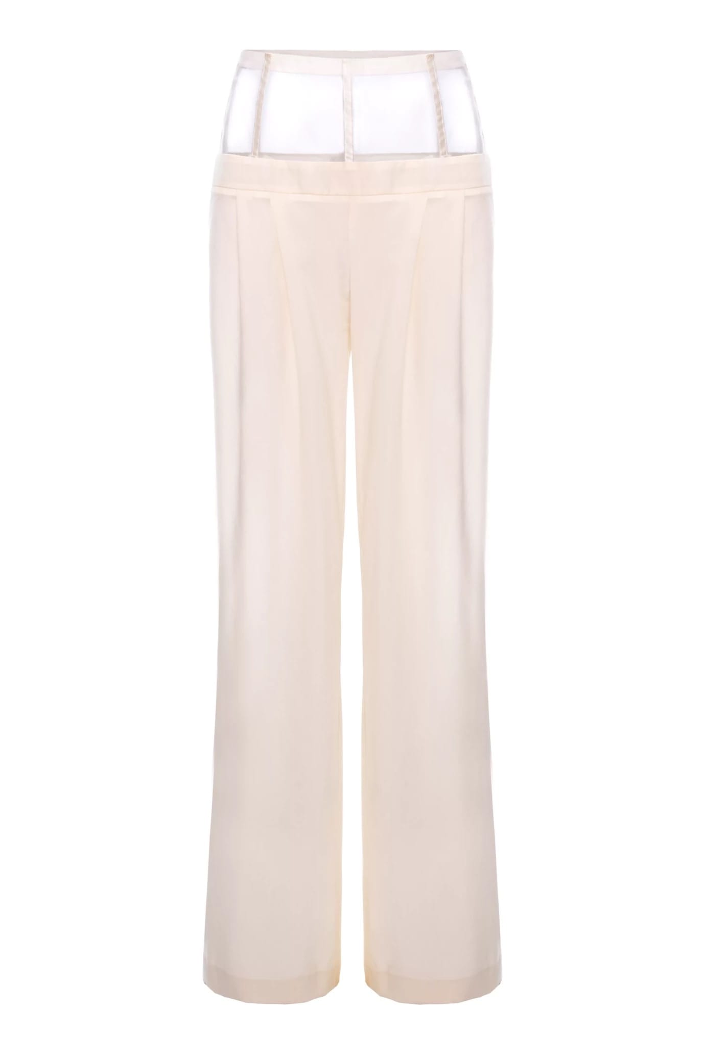 Mesh and Wool Pants in White made by Aureliana
