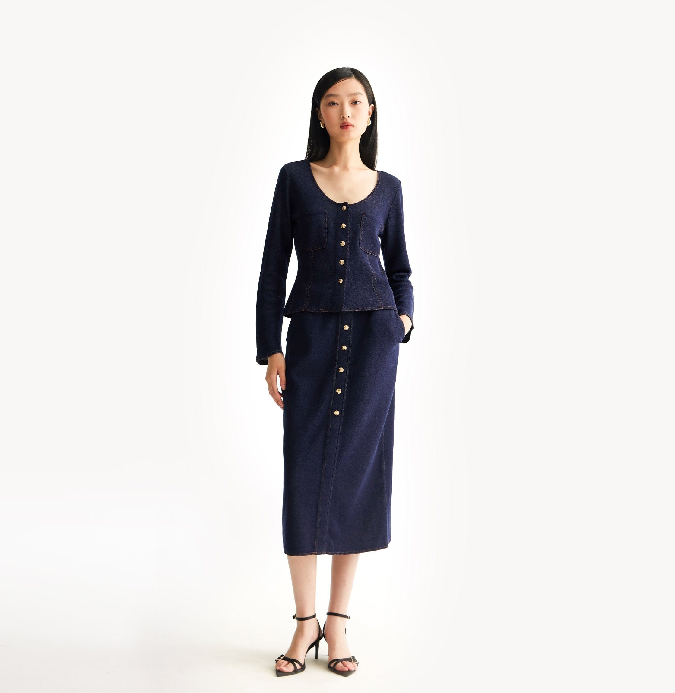 DENIM-LOOK SKIRT made by CRUSH Collection