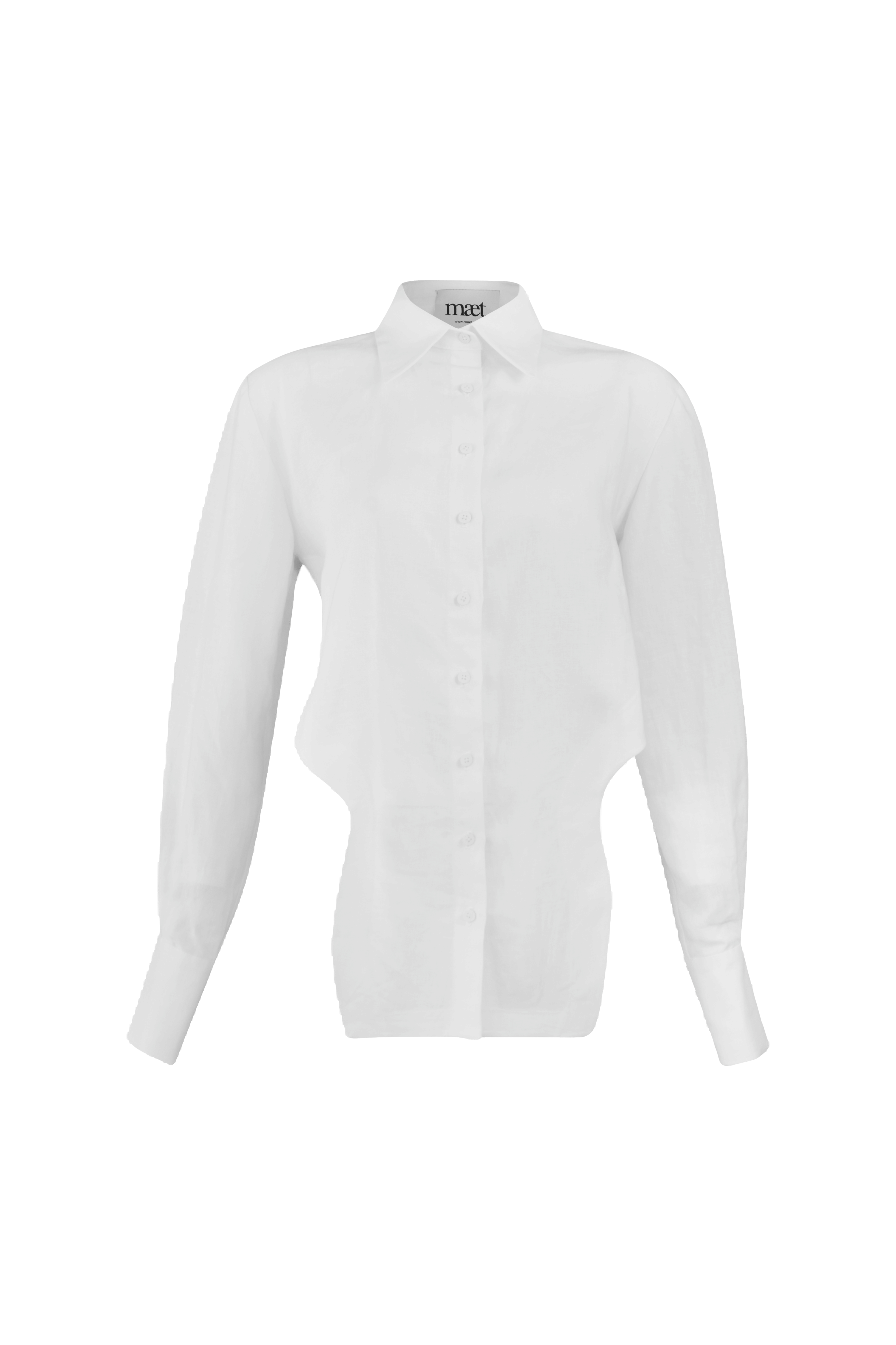 AFFRA White Linen Shirt in White made by MAET
