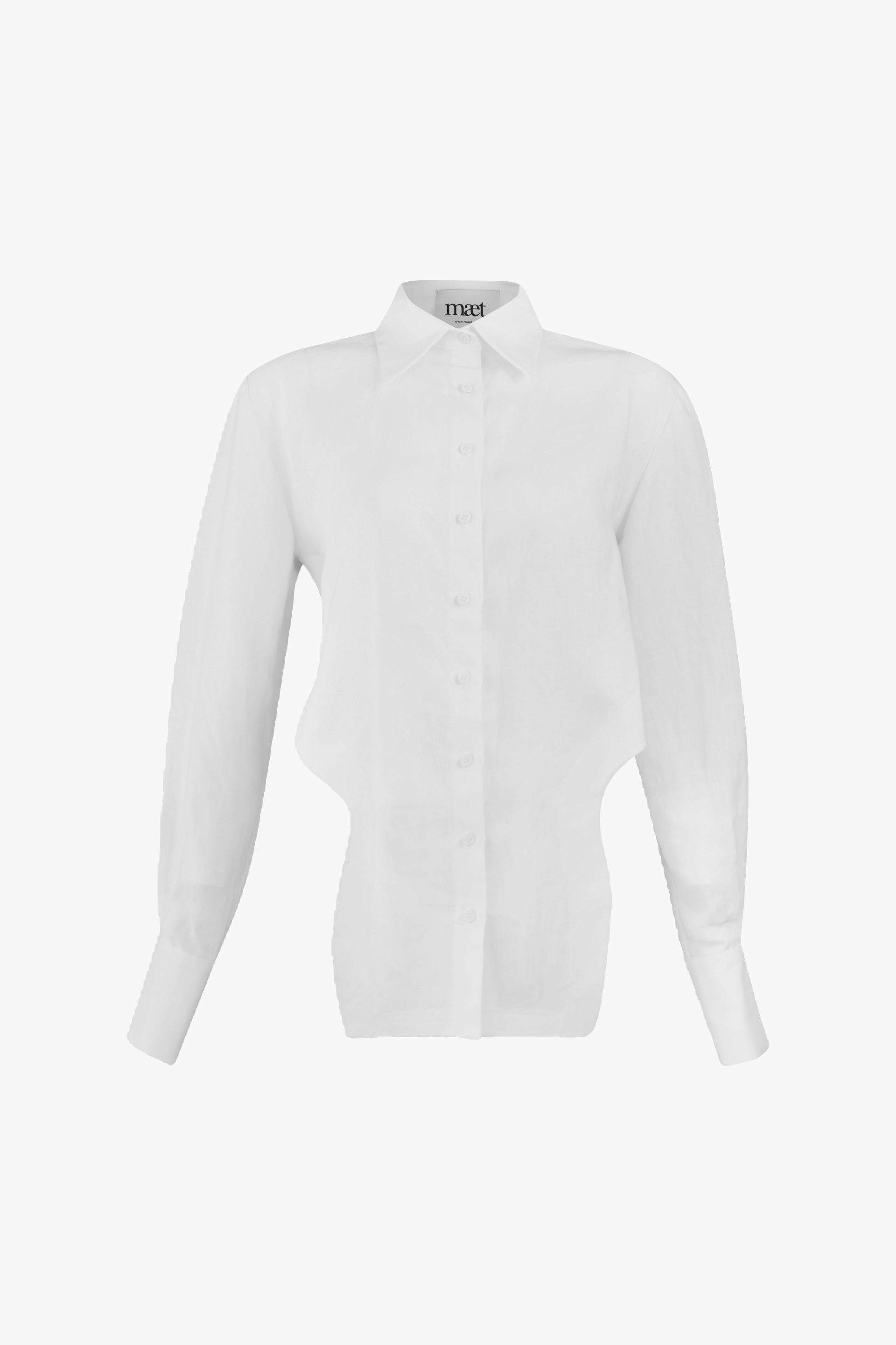 AFFRA White Linen Shirt in White made by MAET