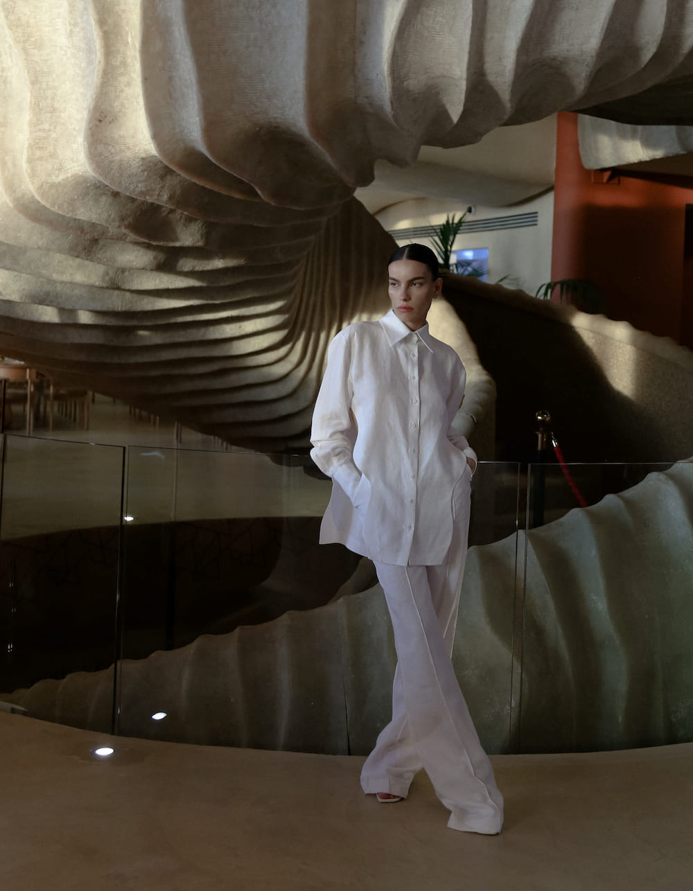 AFFRA White Linen Shirt in White made by MAET