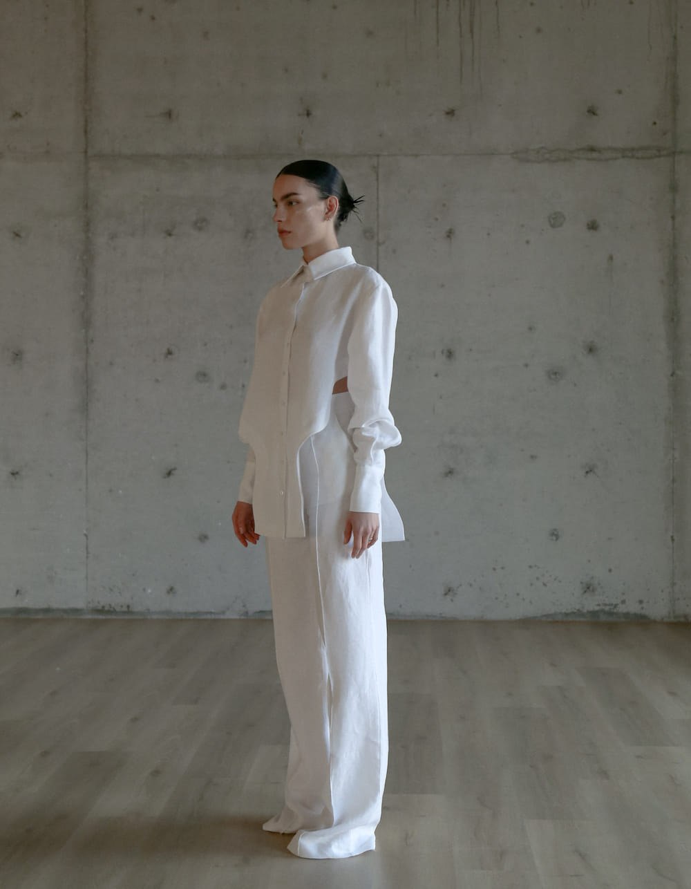 AFFRA White Linen Shirt in White made by MAET