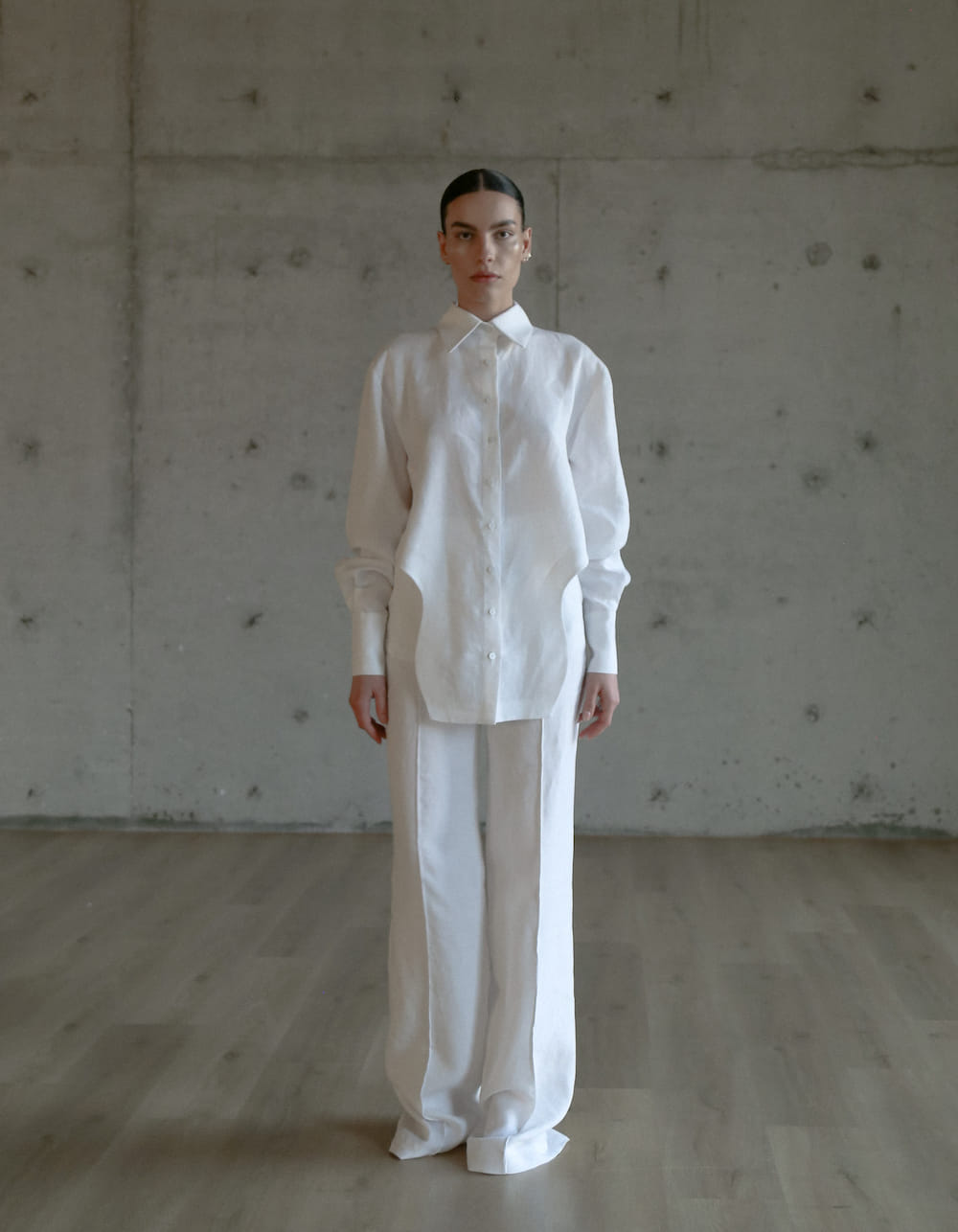 AFFRA White Linen Shirt in White made by MAET