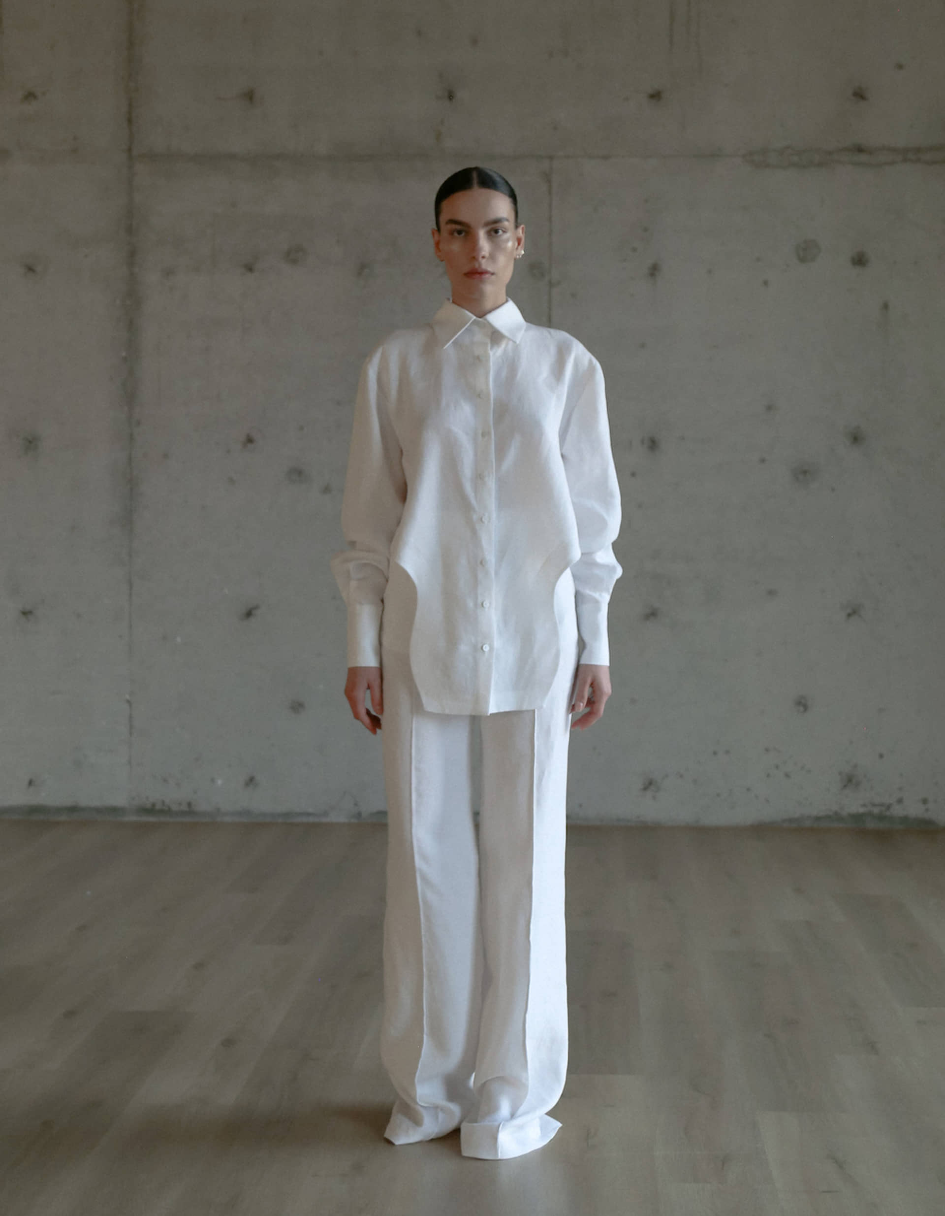 AFFRA White Linen Shirt in White made by MAET