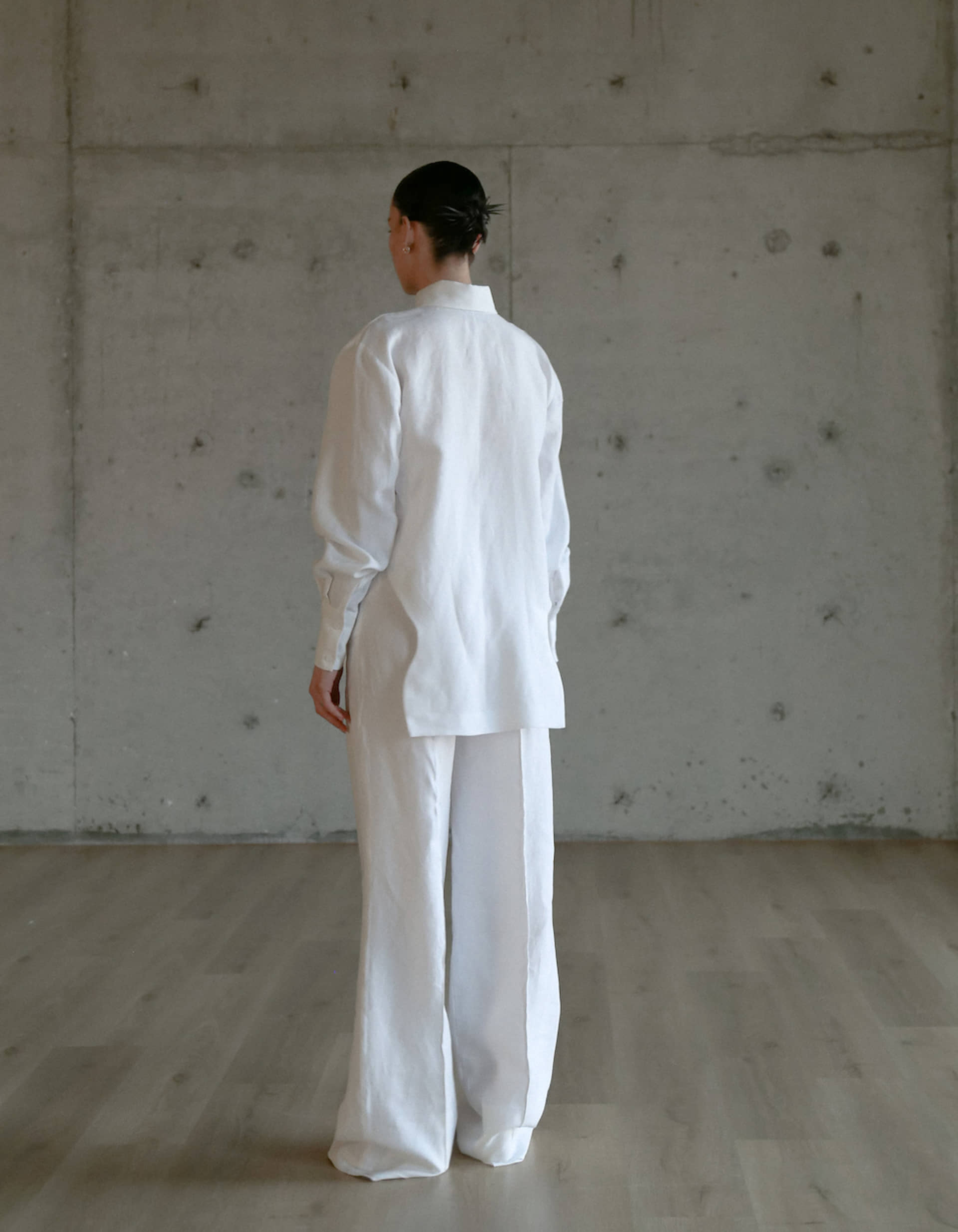 AFFRA White Linen Shirt in White made by MAET