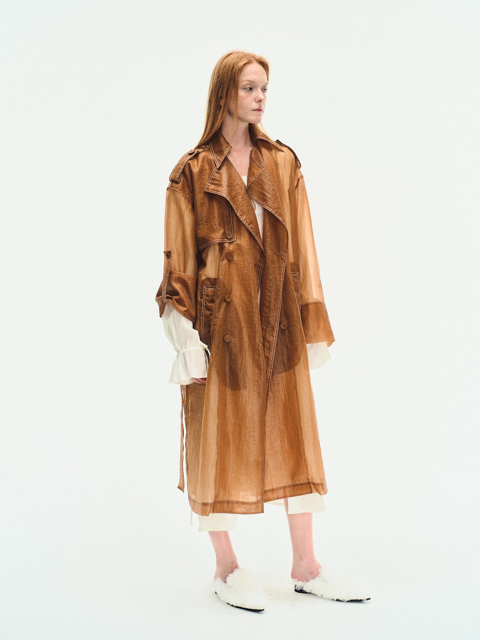 SHEER NYLON TRENCH COA made by YIBRI