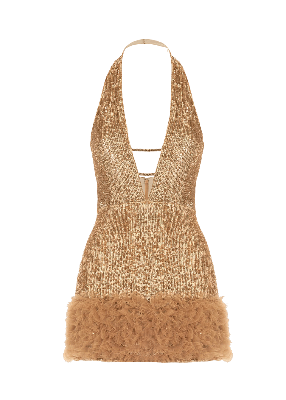 Gold sequin tulle-detail dress made by Monika Dimova