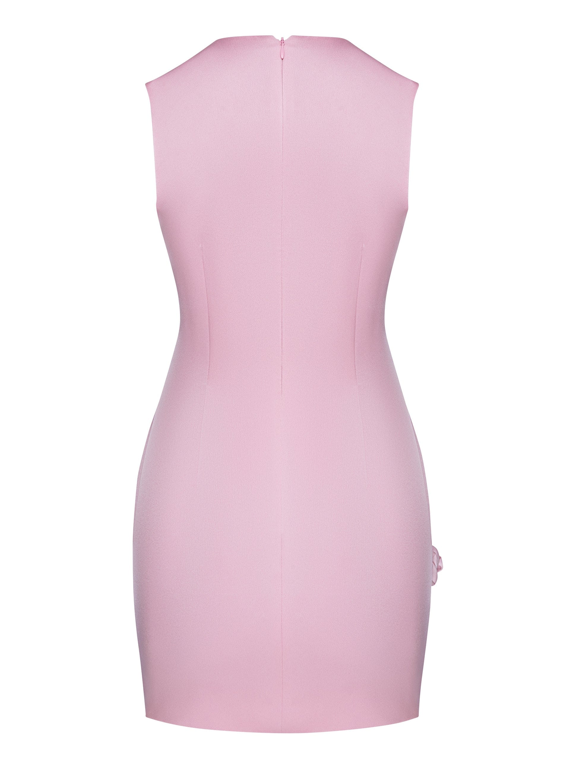 Rose-Appliqué Round Neck Cady Mini Dress in Pink made by NDS The Label
