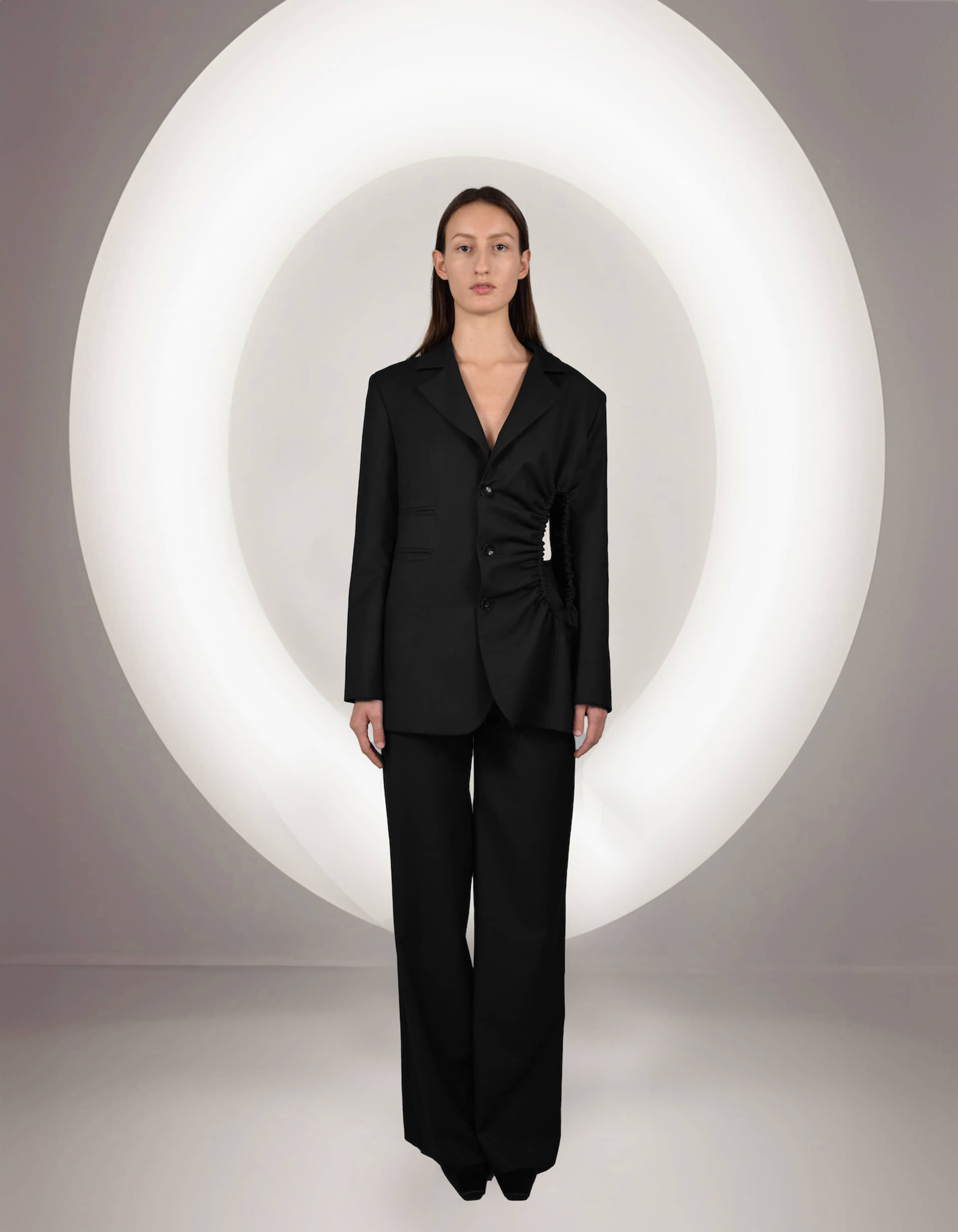 BRONTE Black high-waisted straight-leg pants made by MAET