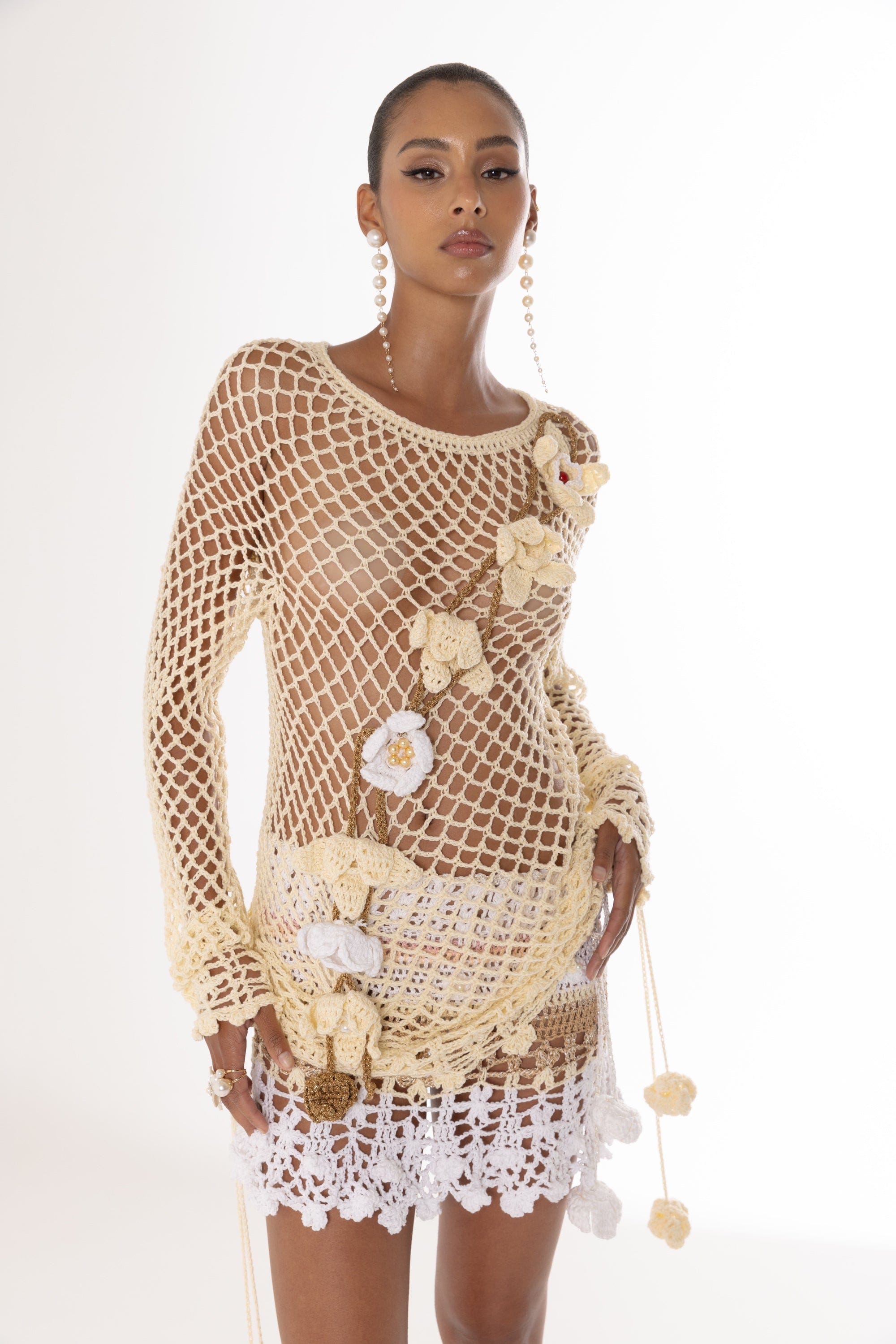 Vanilla Multicolor Handmade Crochet Top-Dres made by ANDREEVA