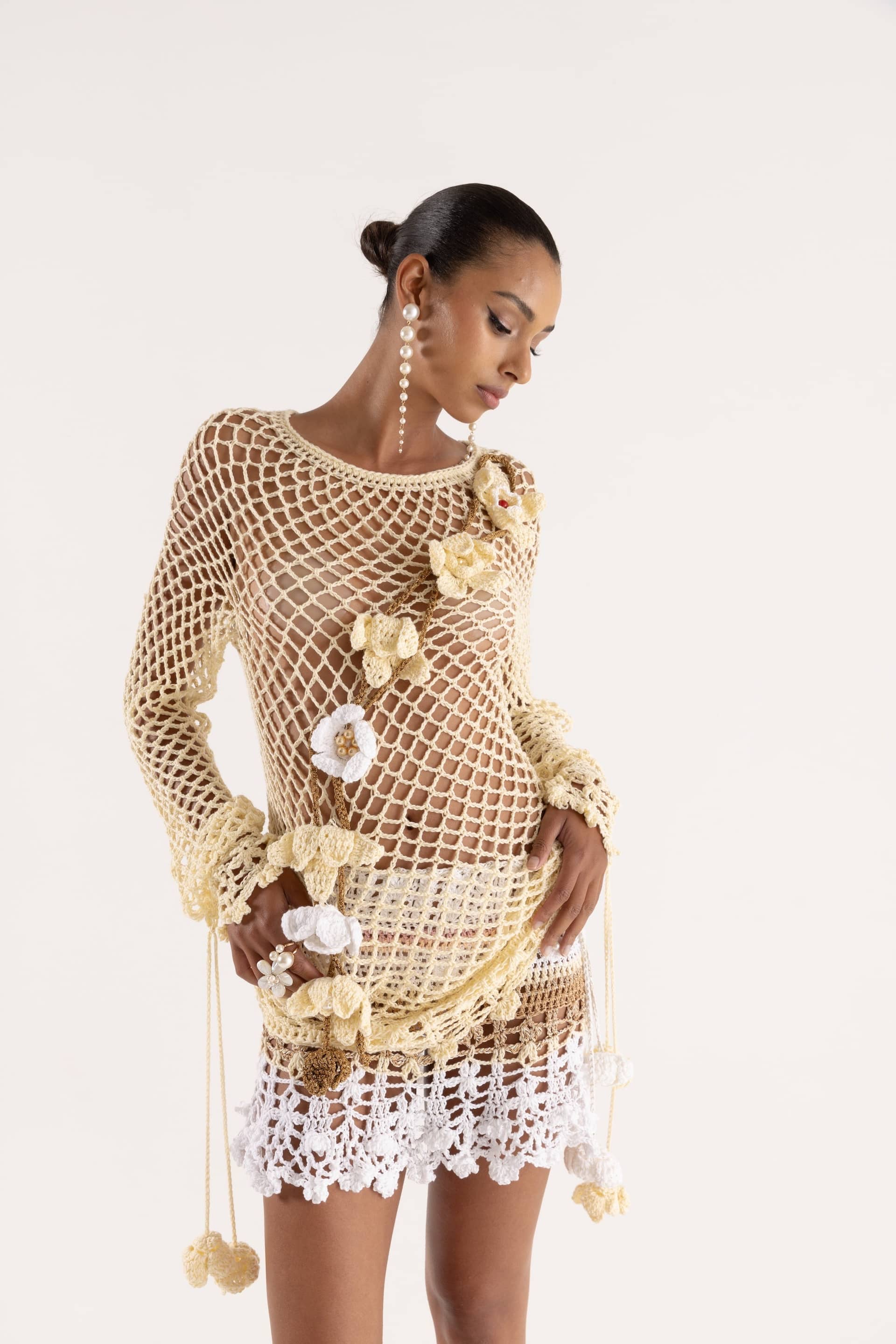 Vanilla Multicolor Handmade Crochet Top-Dres made by ANDREEVA