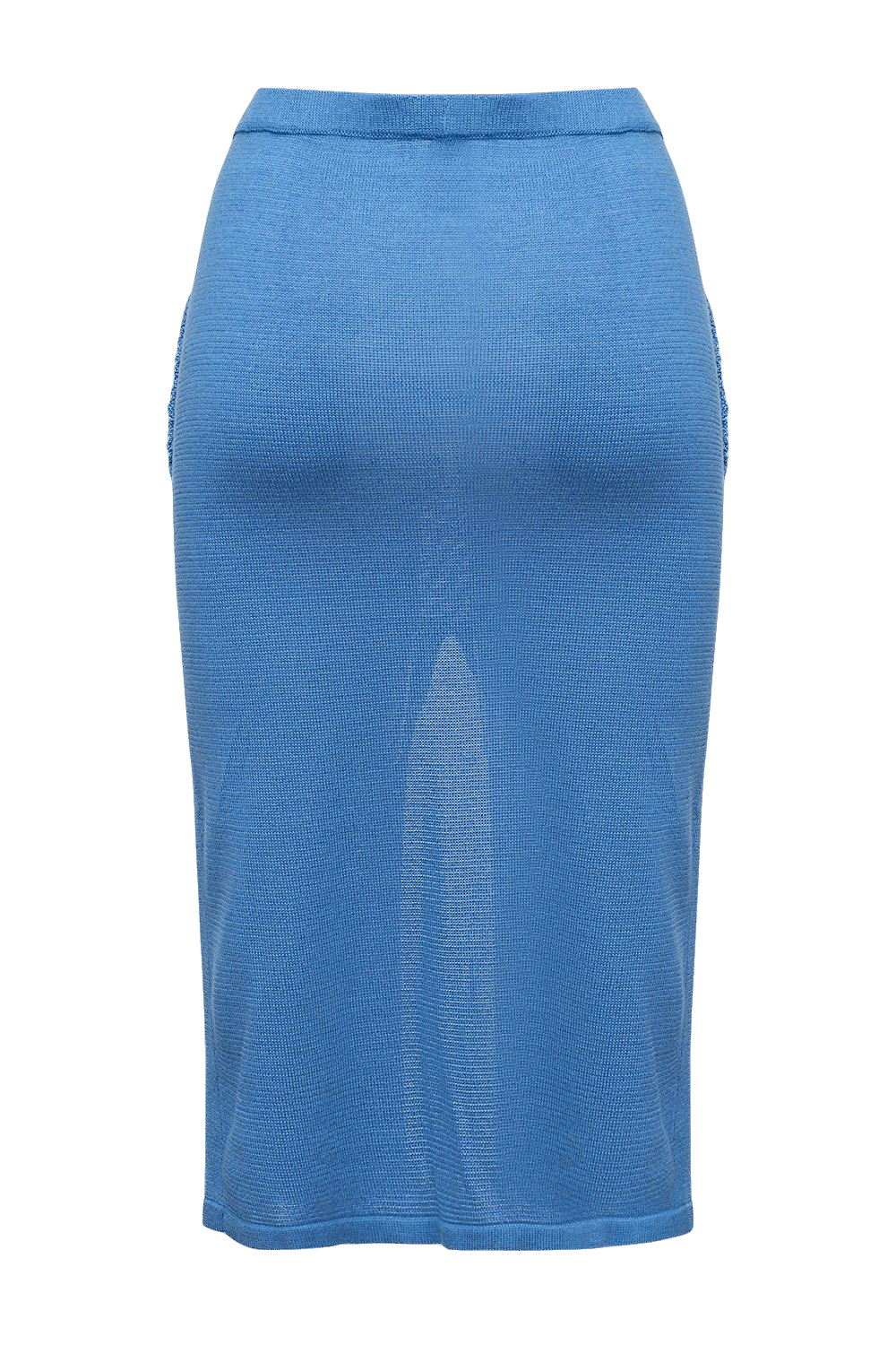 Blue knit skirt with crochet pockets made by ANDREEVA