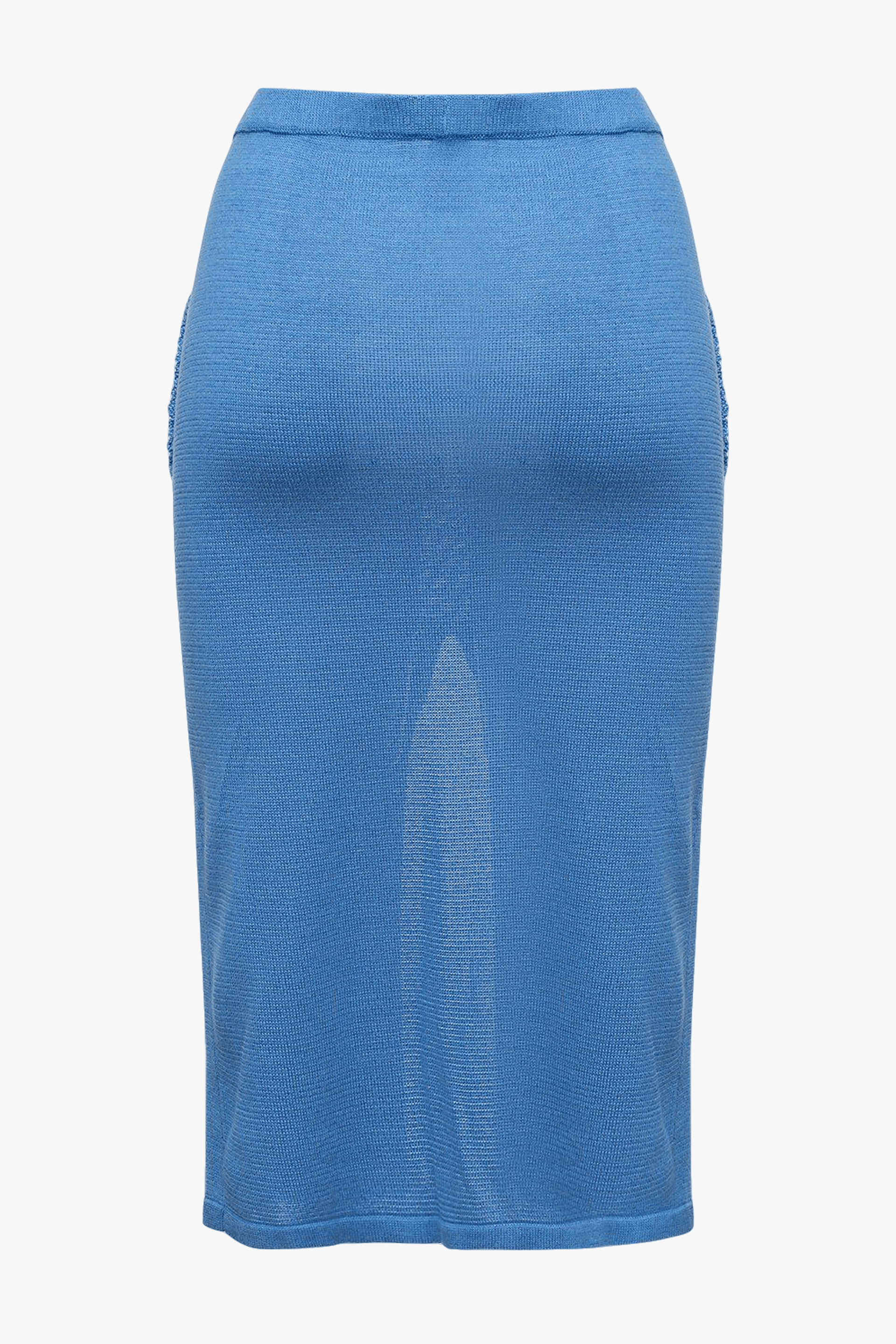 Blue knit skirt with crochet pockets made by ANDREEVA