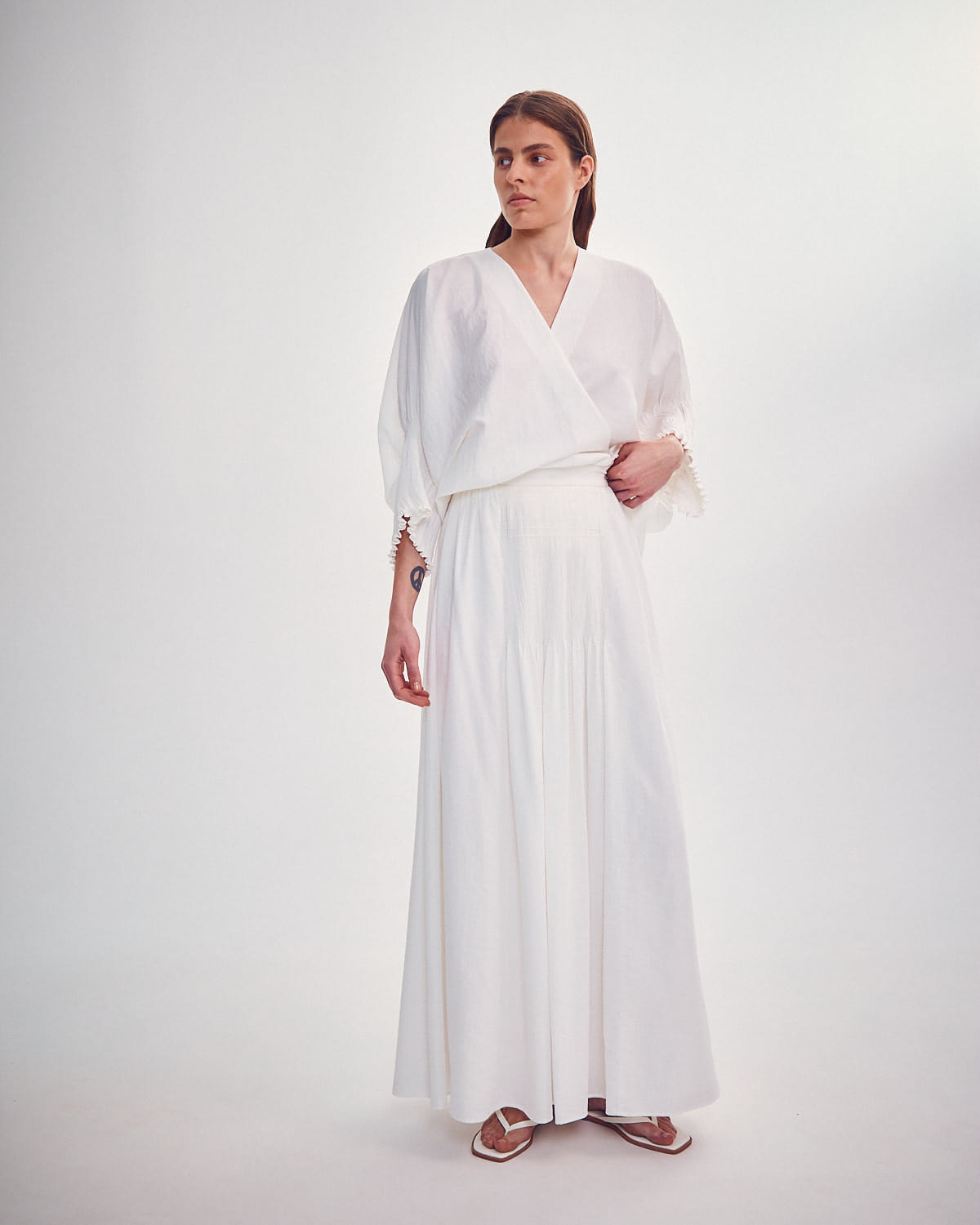 SKIRT WITH HAND-EMBROIDERED TIE made by DELEGAN Clothes