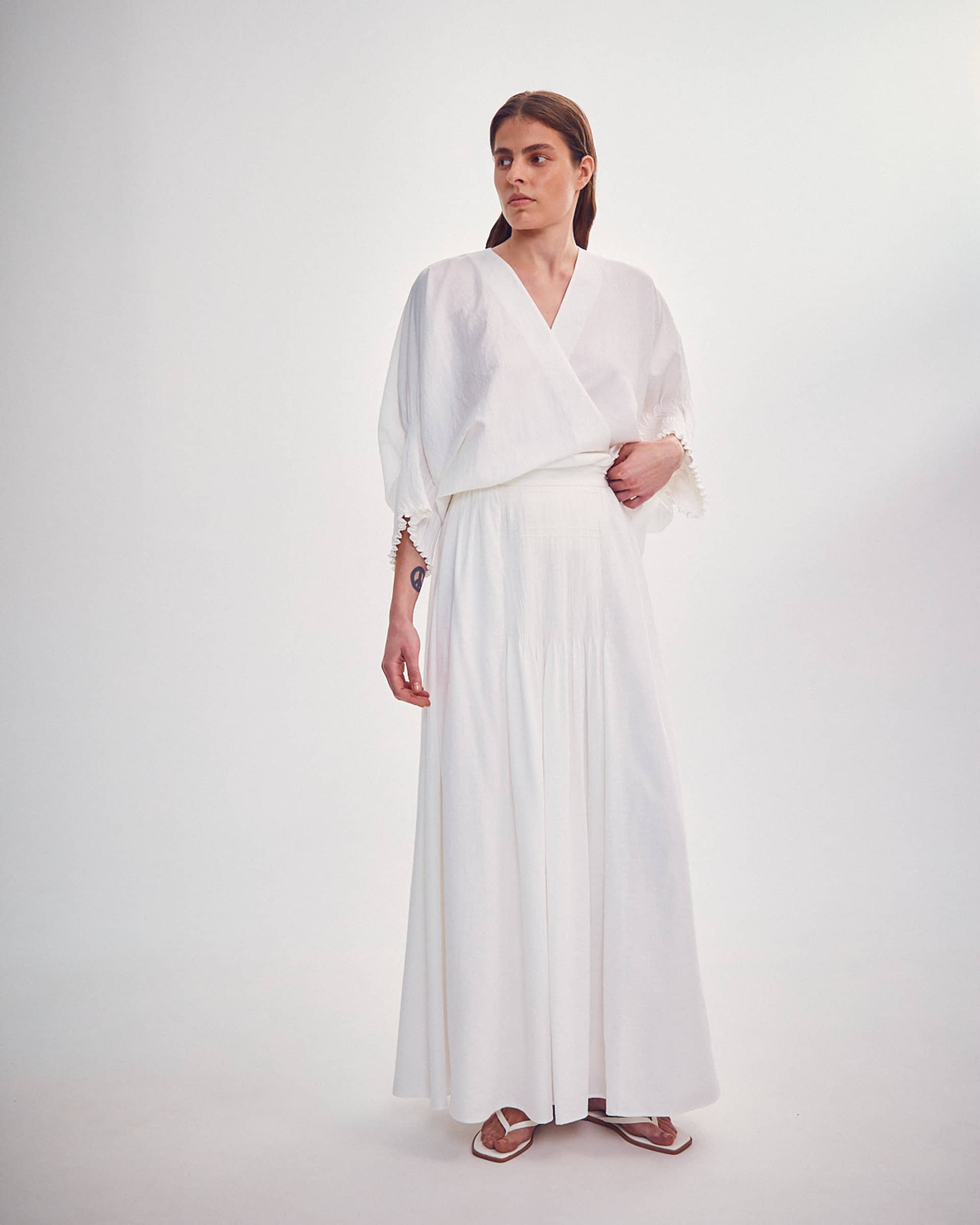 SKIRT WITH HAND-EMBROIDERED TIE made by DELEGAN Clothes