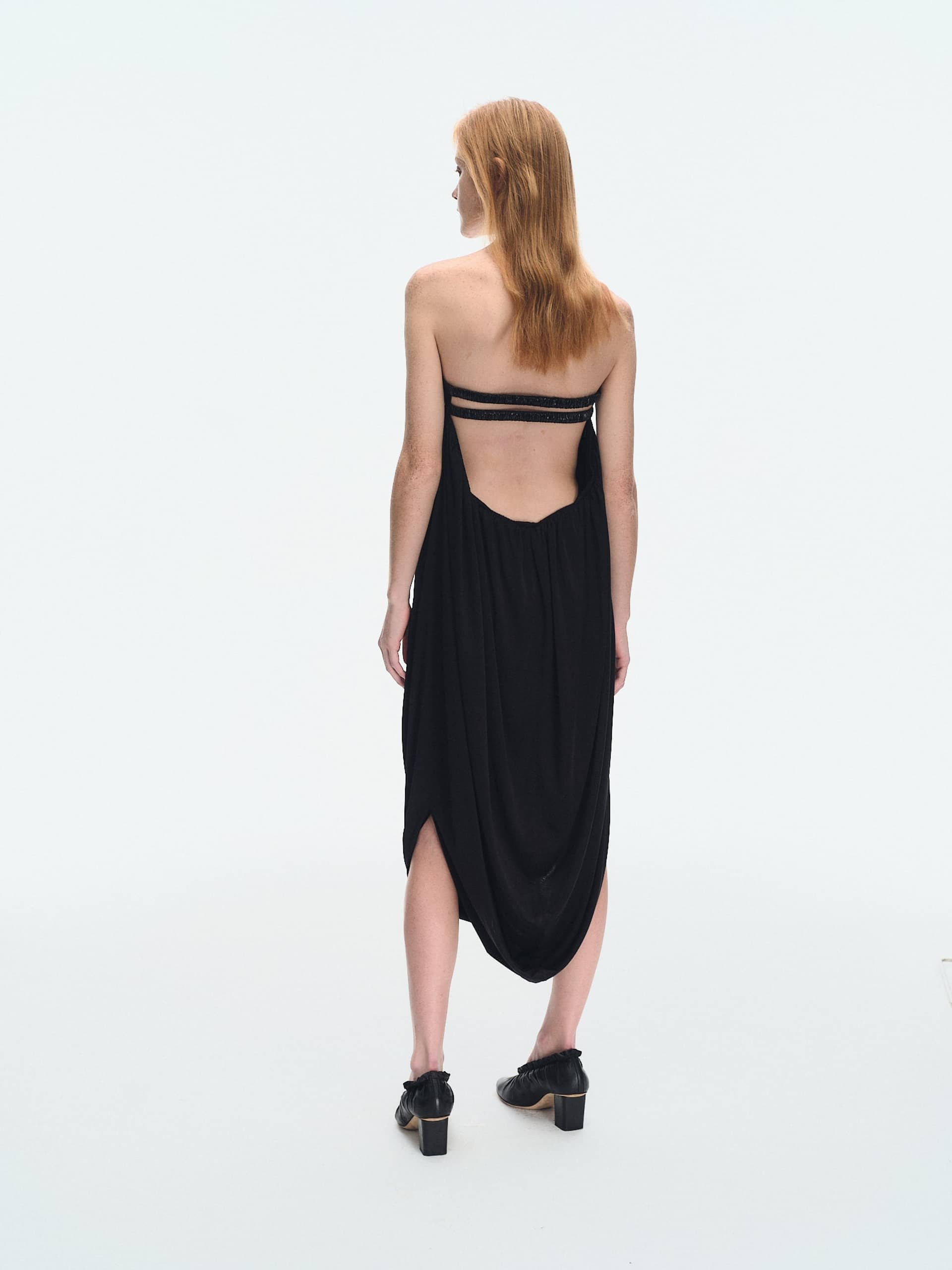 BLACK STRETCH JERSEY DRAPED TUBE DRESS made by YIBRI
