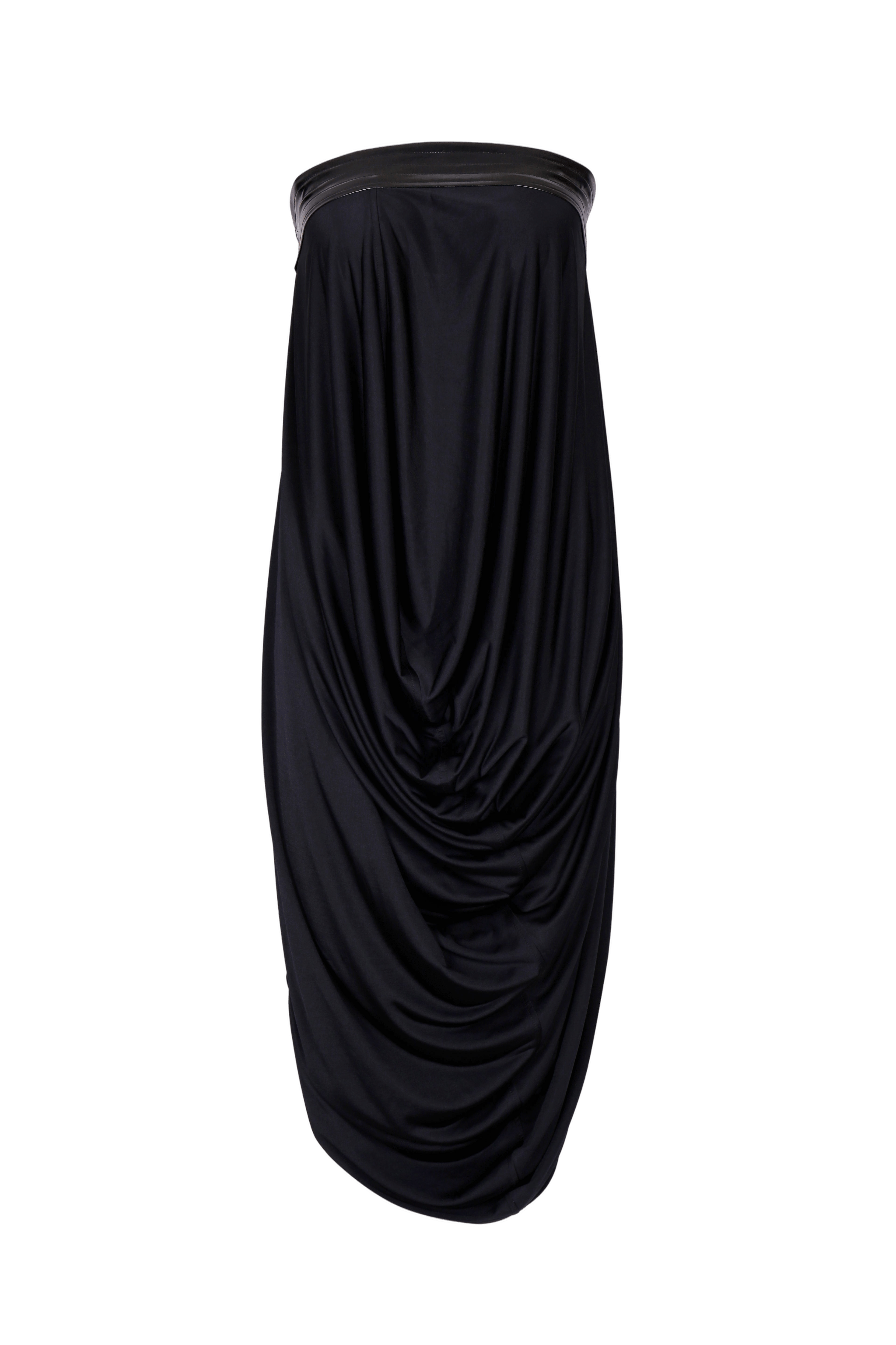 BLACK STRETCH JERSEY DRAPED TUBE DRESS made by YIBRI