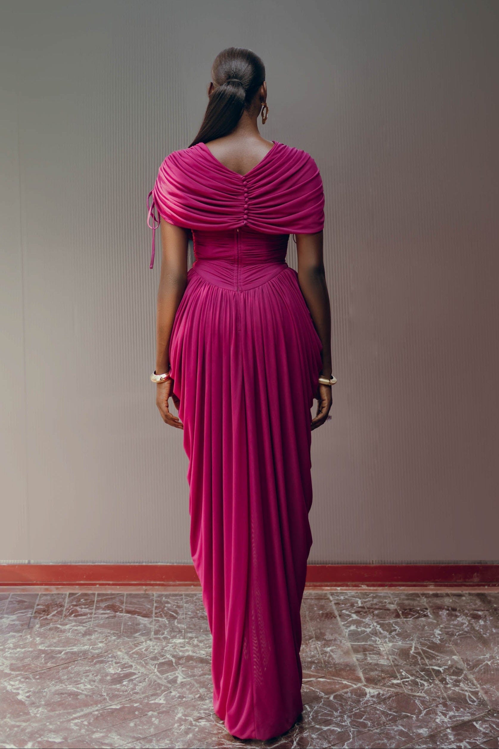 KATU MESH DRESS - PLUM made by Andrea Iyamah