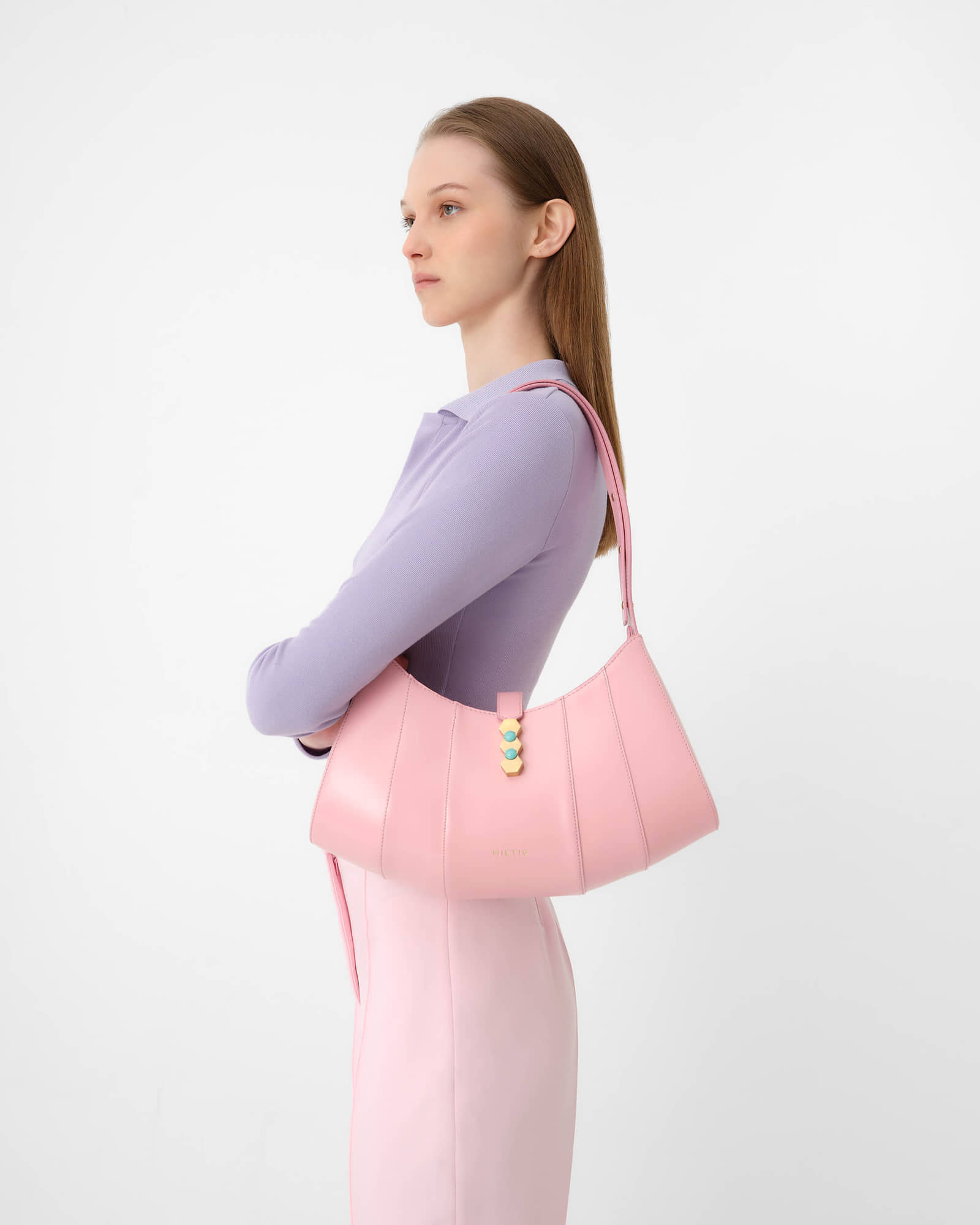 Tate Hobo Pink in Pink made by Mietis