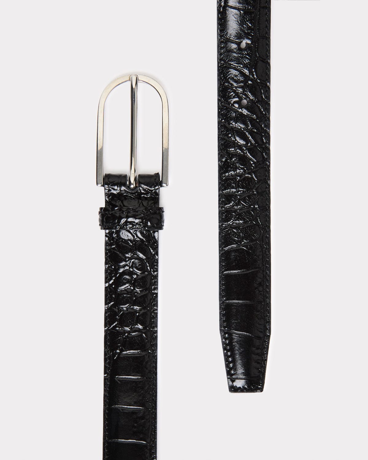 The Classic Belt - Black Croc in Black made by ESSEN