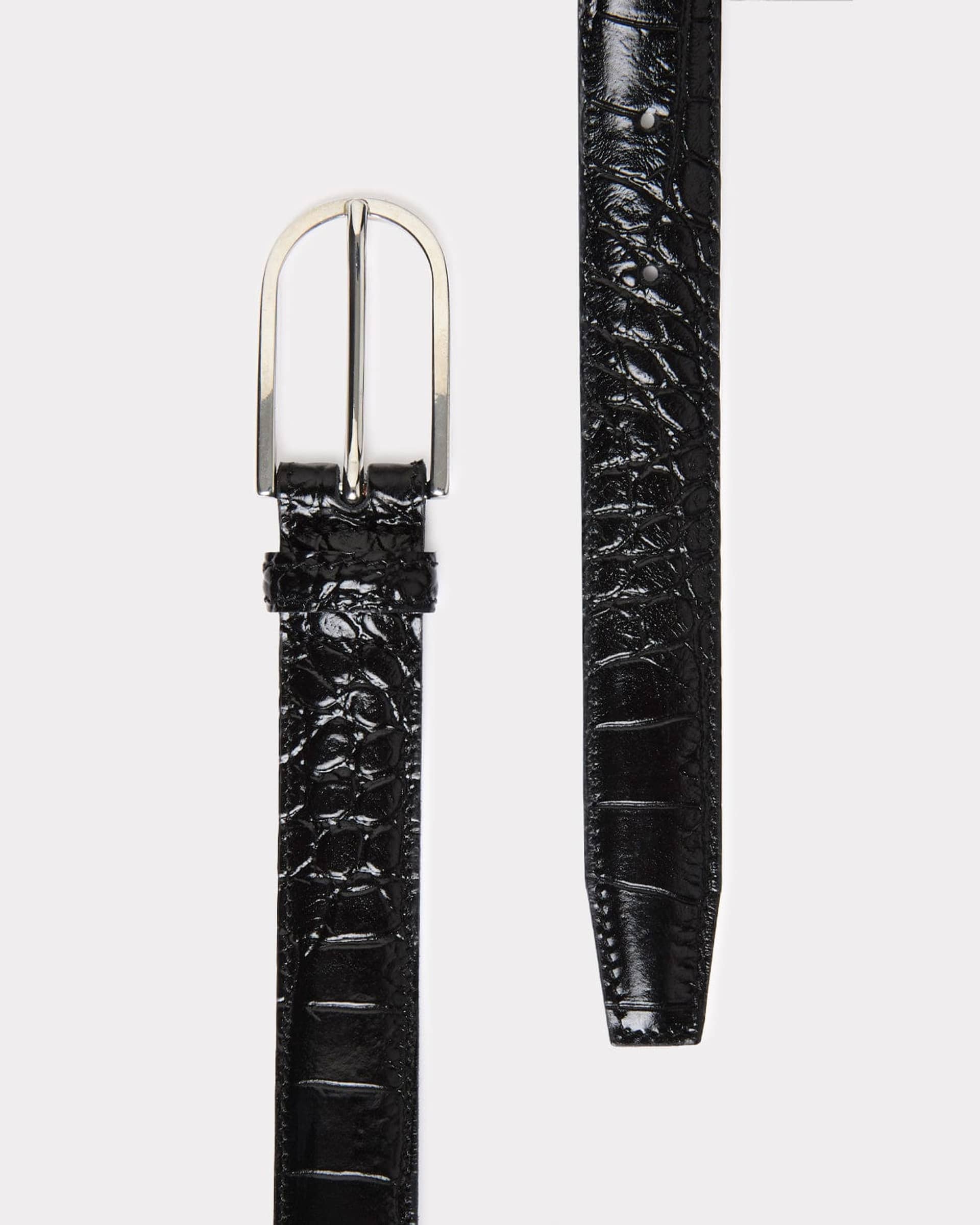 The Classic Belt - Black Croc in Black made by ESSEN