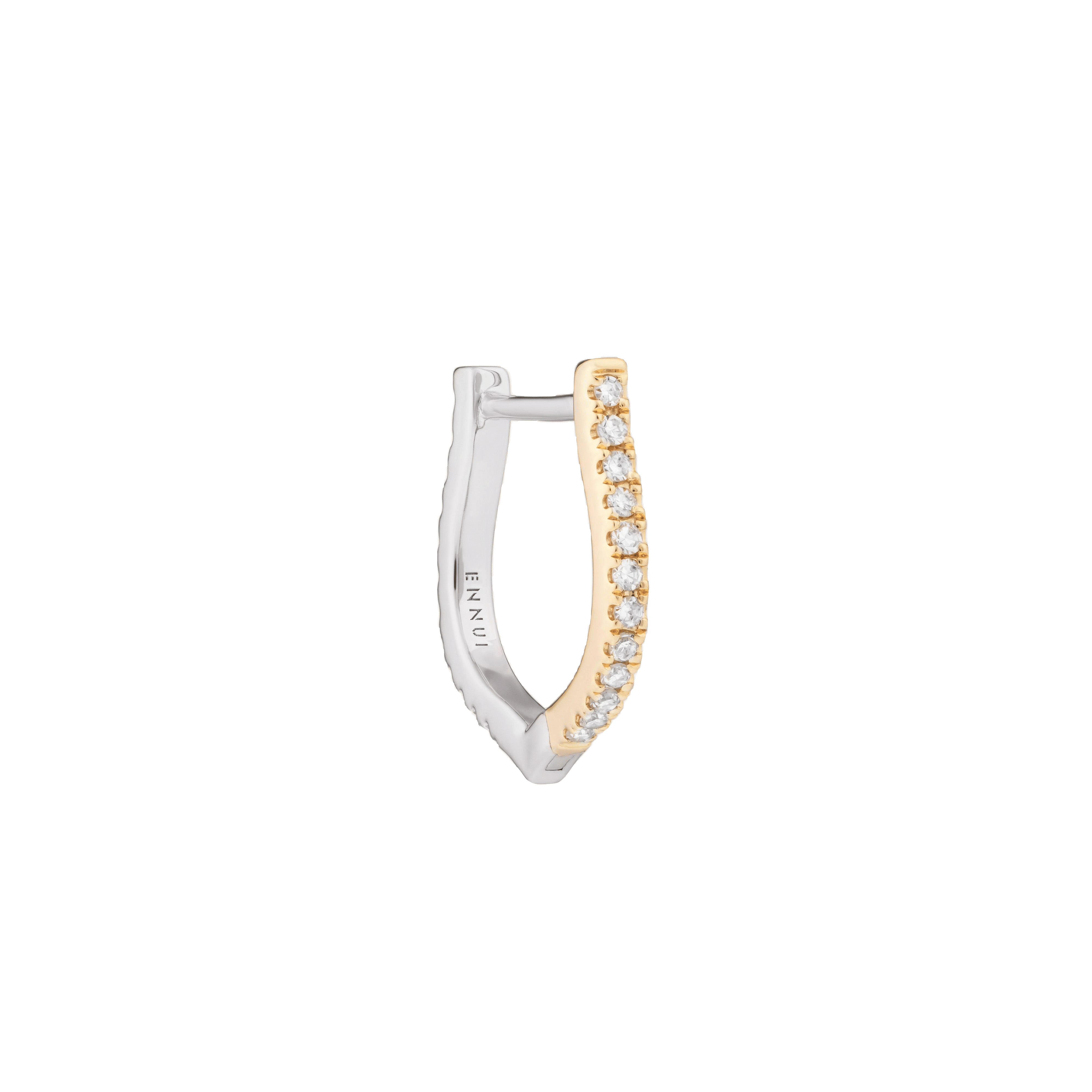 HORSESHOE HOOP WHITE DIAMOND & YELLOW/WHITE GOLD - 14mm made by ENNUI