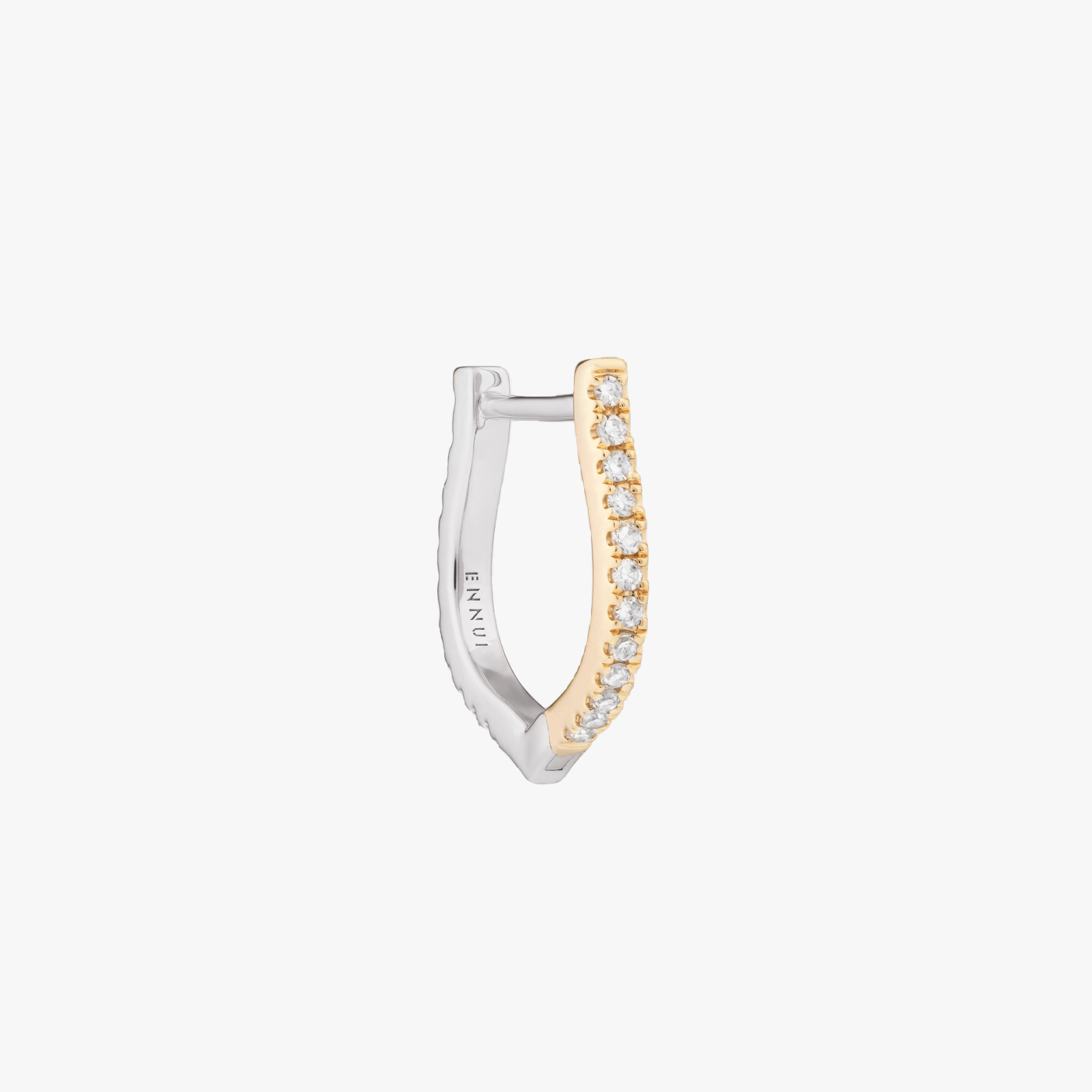 HORSESHOE HOOP WHITE DIAMOND & YELLOW/WHITE GOLD - 14mm made by ENNUI