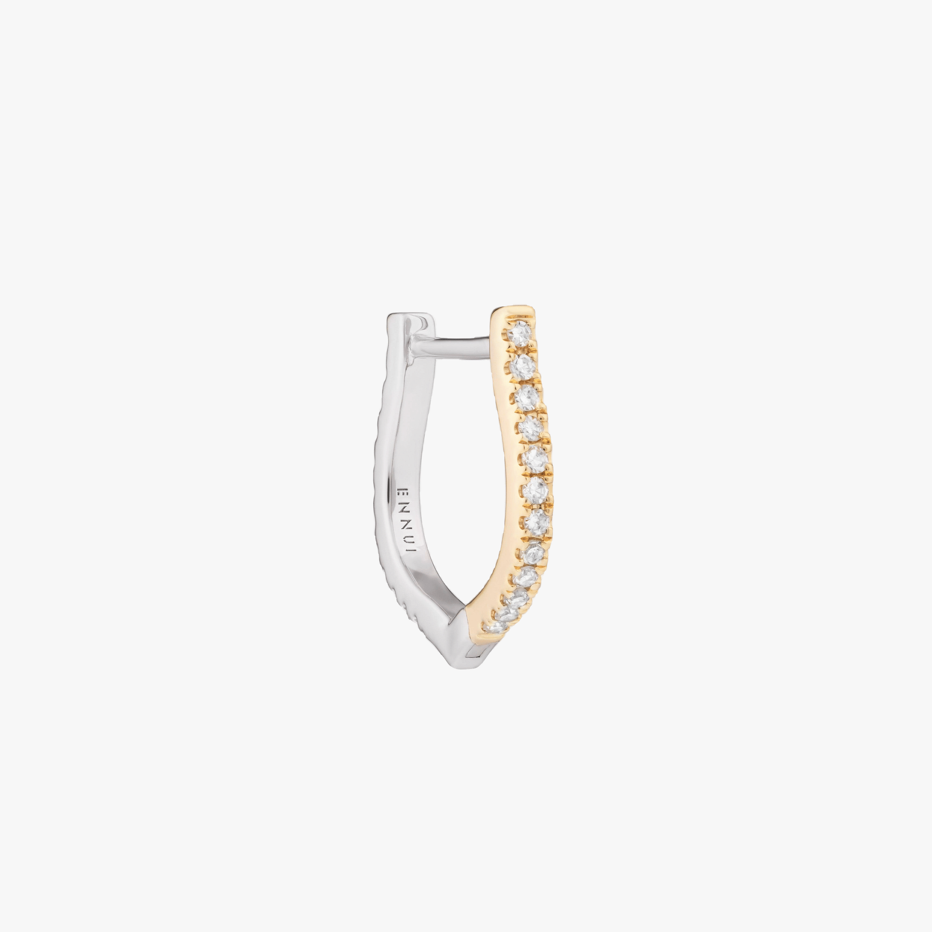 HORSESHOE HOOP WHITE DIAMOND & YELLOW/WHITE GOLD - 14mm made by ENNUI