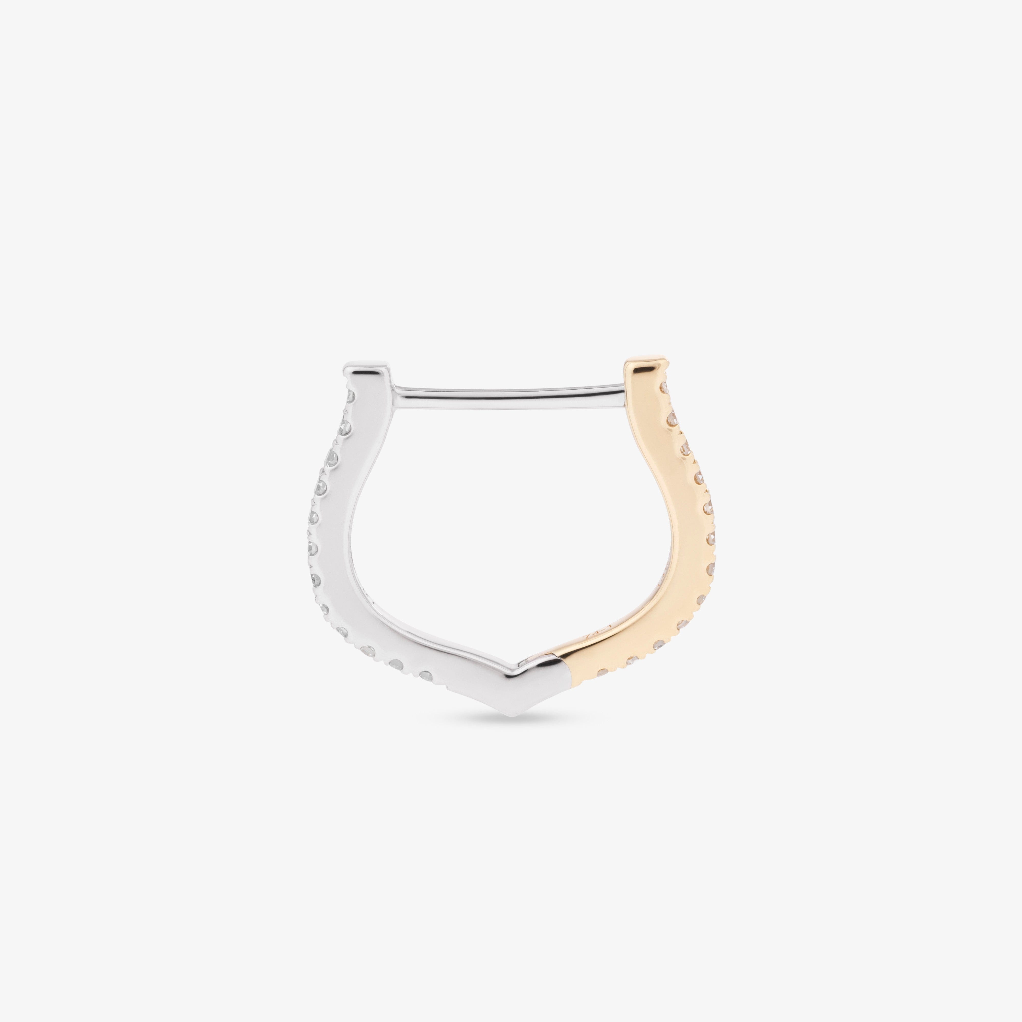 HORSESHOE HOOP WHITE DIAMOND & YELLOW/WHITE GOLD - 14mm made by ENNUI