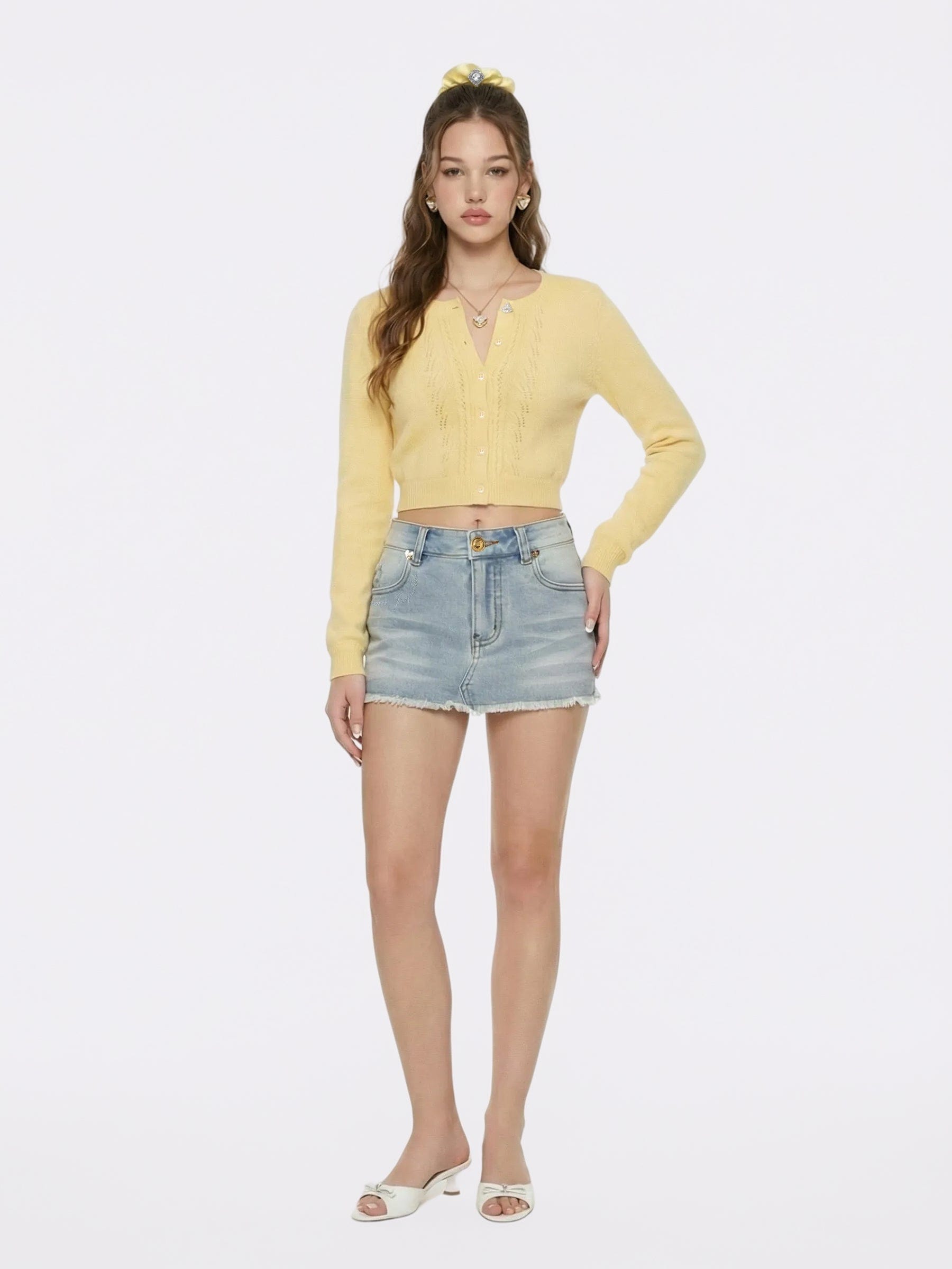 Lexi Low-Rise Light Blue Denim Mini Skirt made by Nana Jacqueline