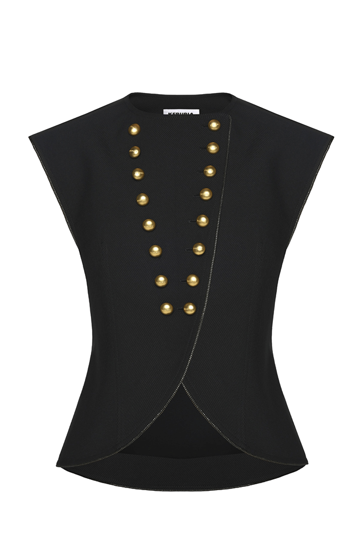 BUTTON EMBELLISHED LONGLINE VEST made by KEBURIA