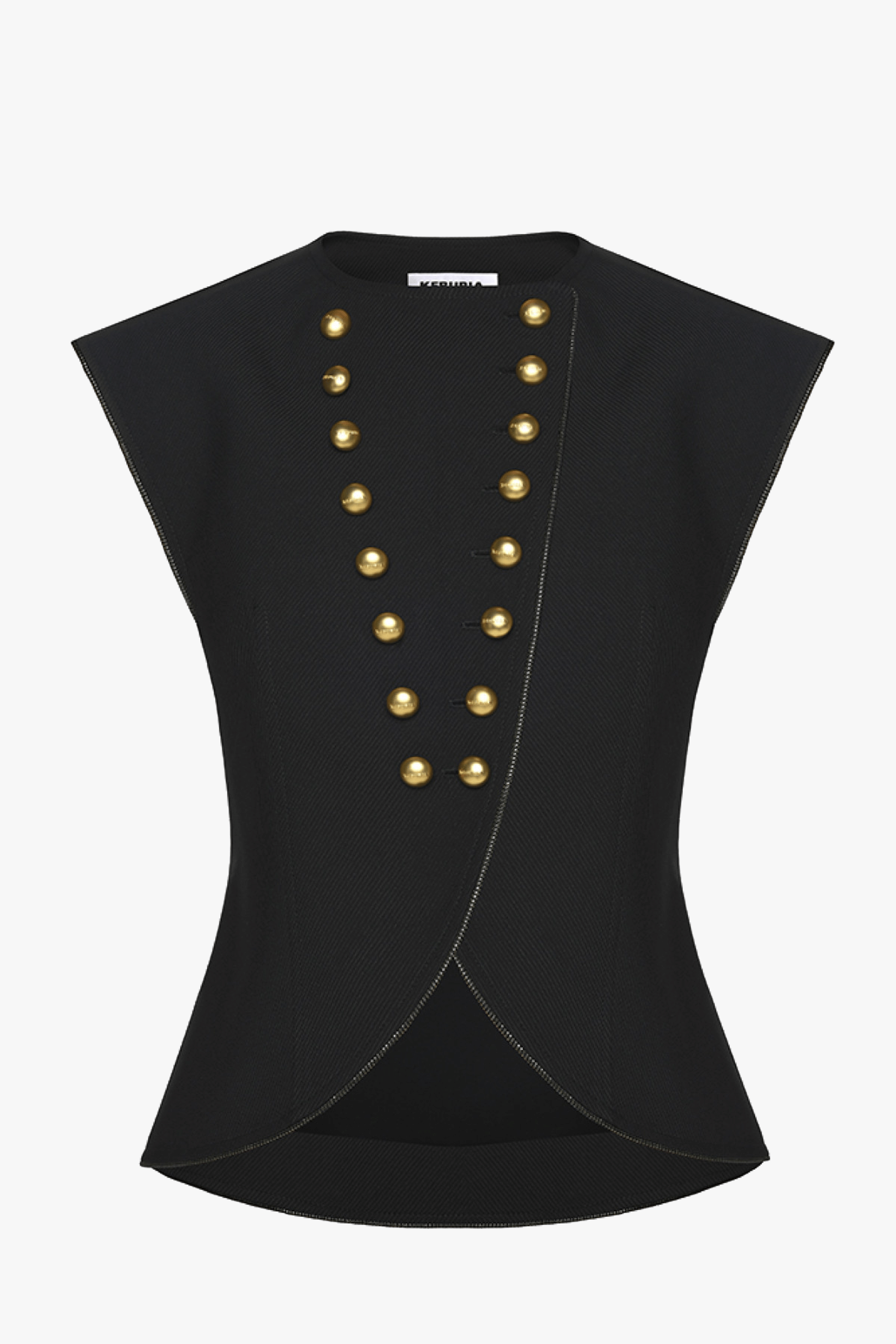 BUTTON EMBELLISHED LONGLINE VEST made by KEBURIA
