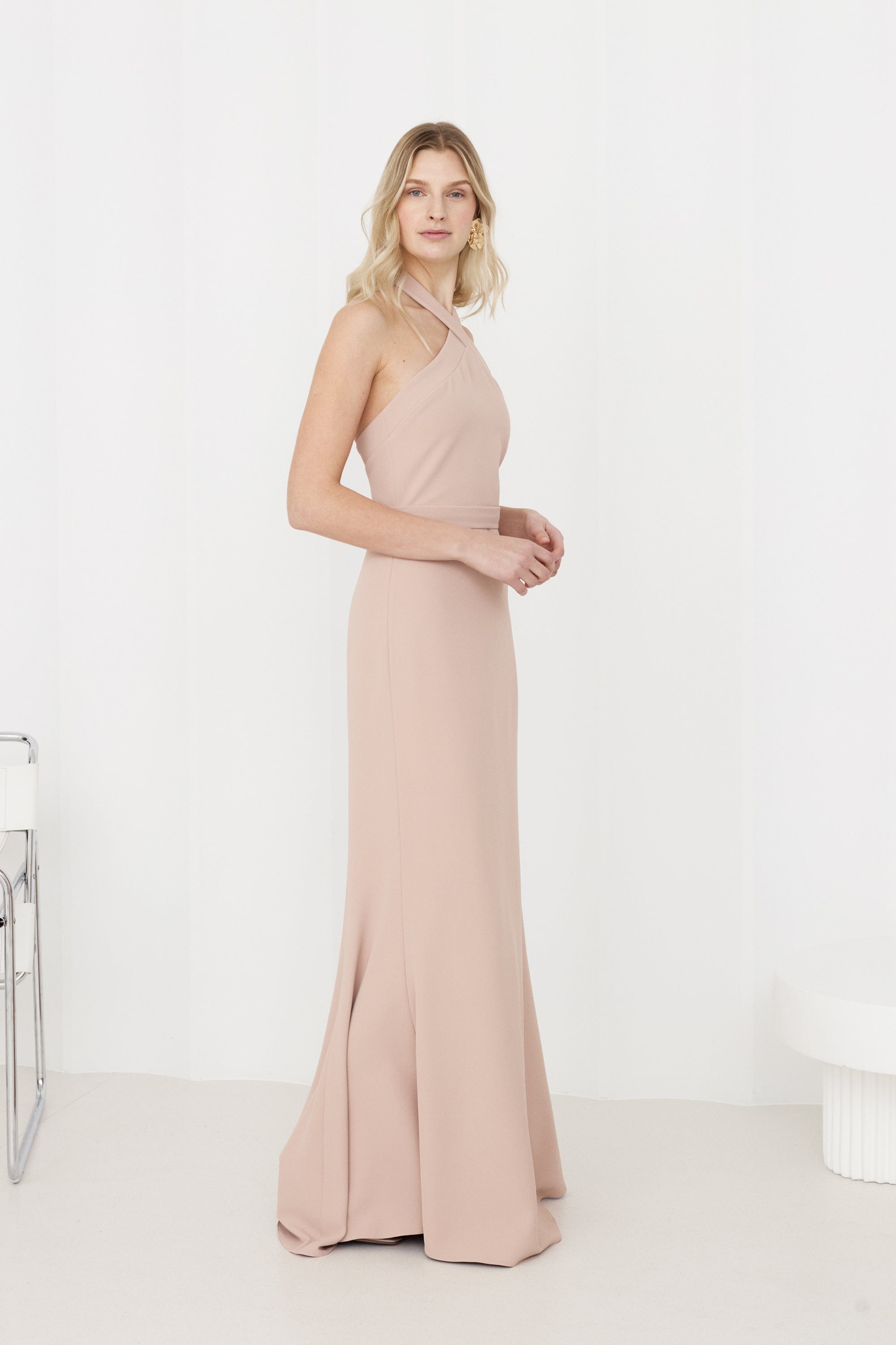 GISEL Dusty Rose Off-Shoulder Long Evening Dress made by UNDRESS