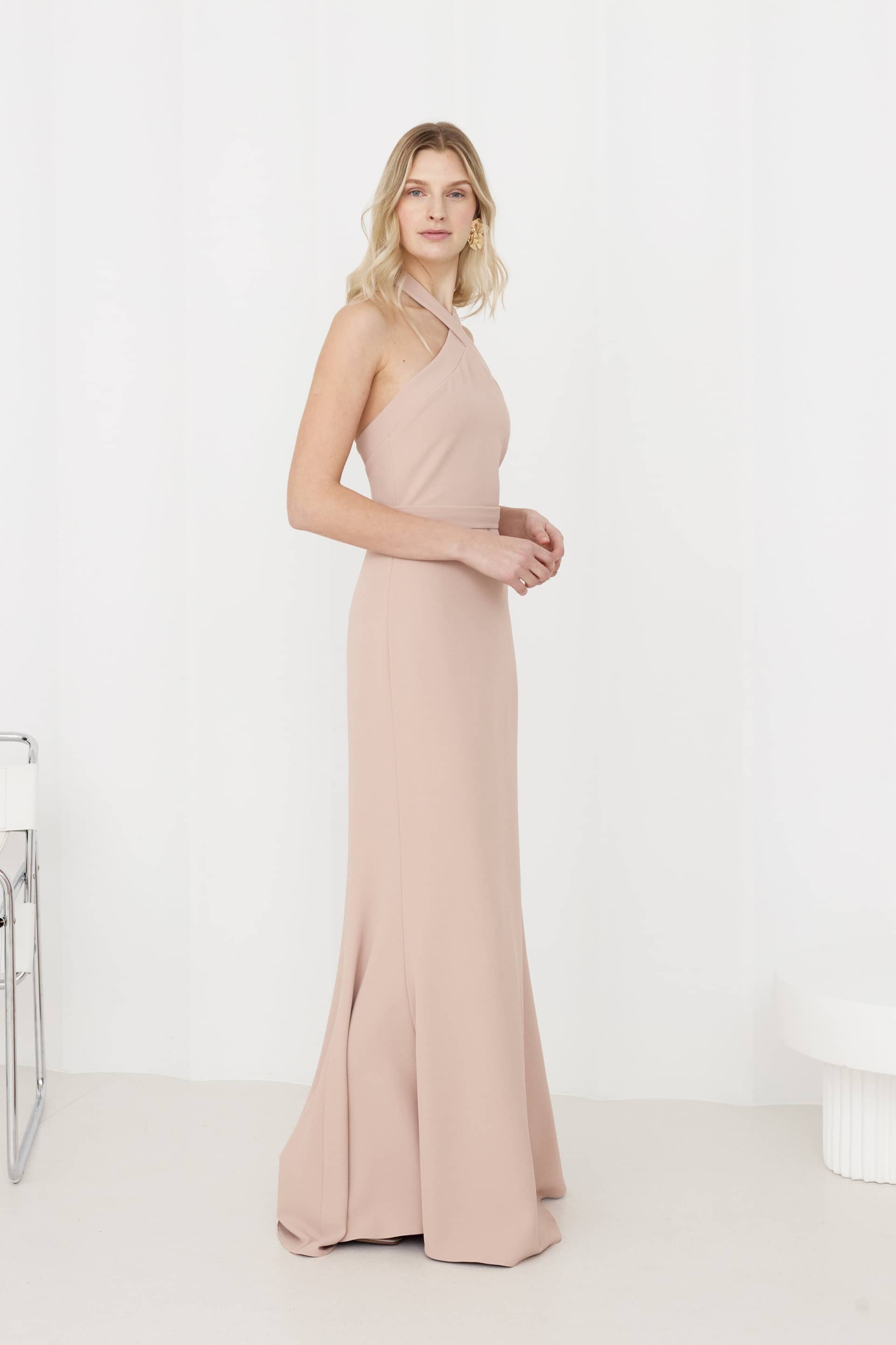 GISEL Dusty Rose Off-Shoulder Long Evening Dress made by UNDRESS