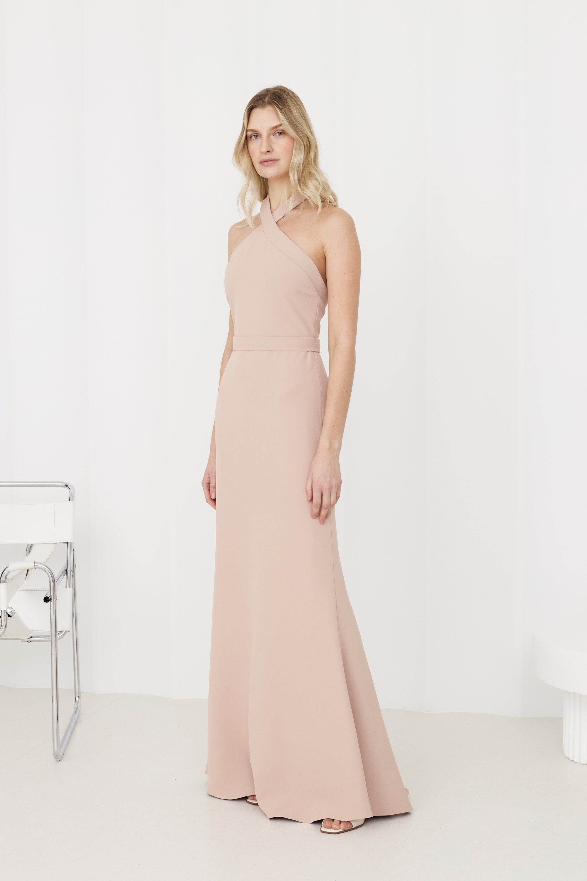 GISEL Dusty Rose Off-Shoulder Long Evening Dress made by UNDRESS