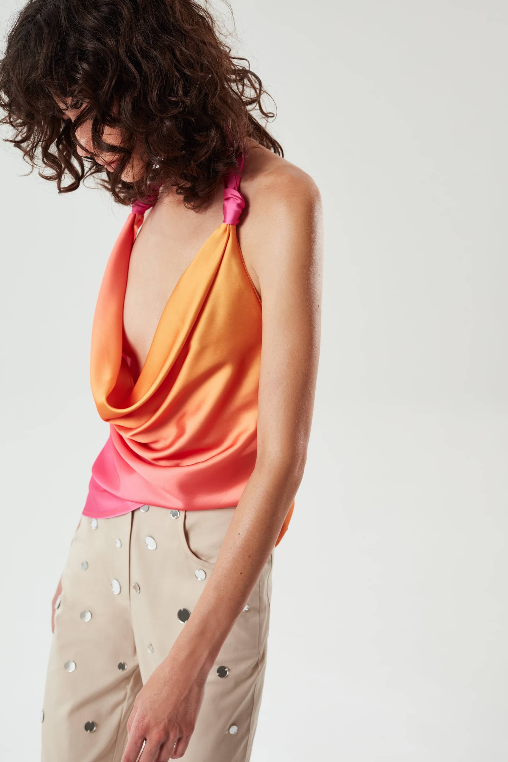 Ria - Cowl Neck Blouse In Fuchsia made by ILA