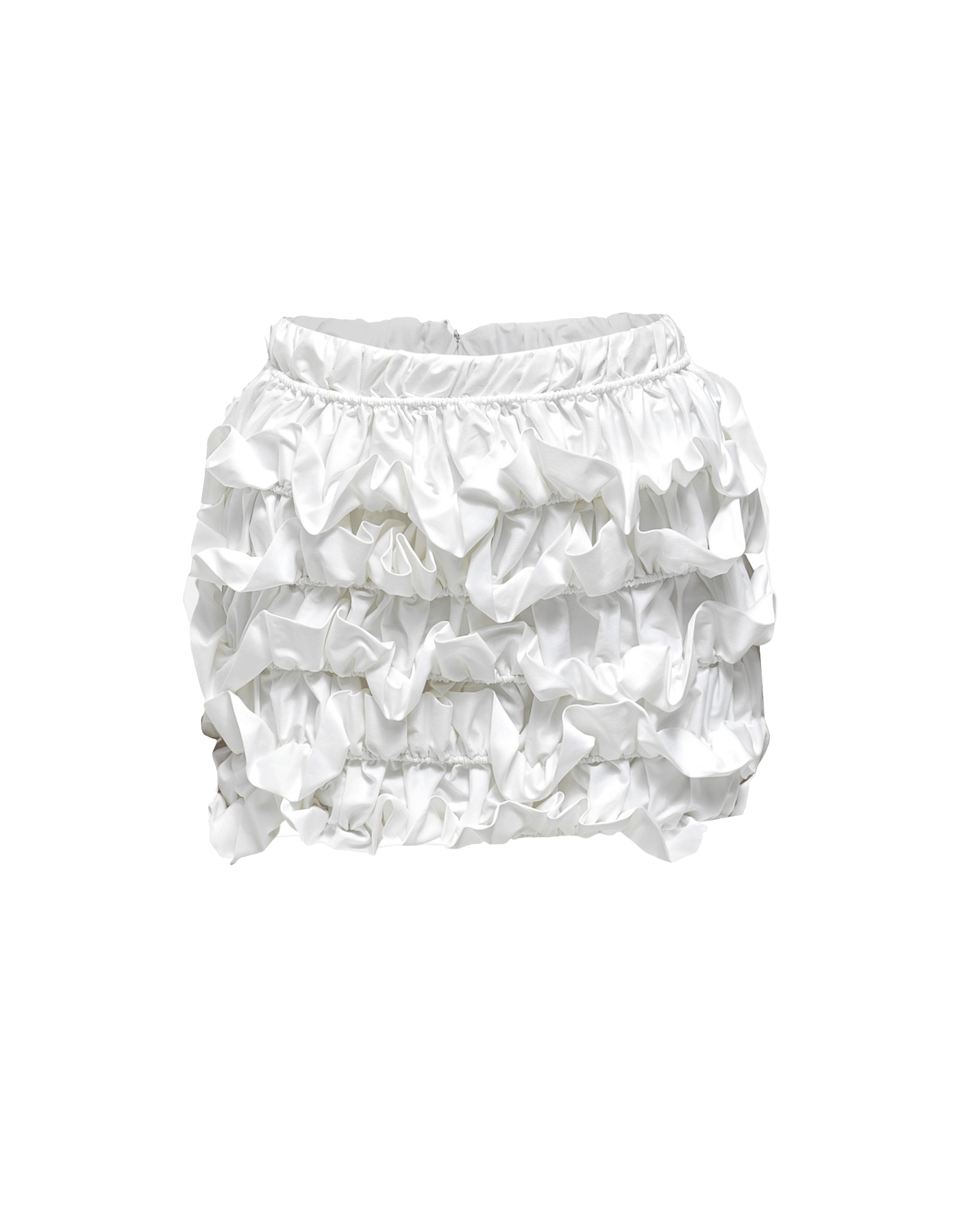 ZAIDA White Ruffled Mini Skirt made by MAET