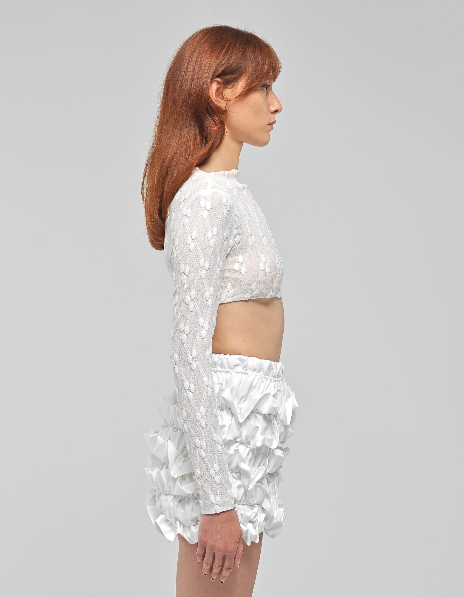 ZAIDA White Ruffled Mini Skirt made by MAET