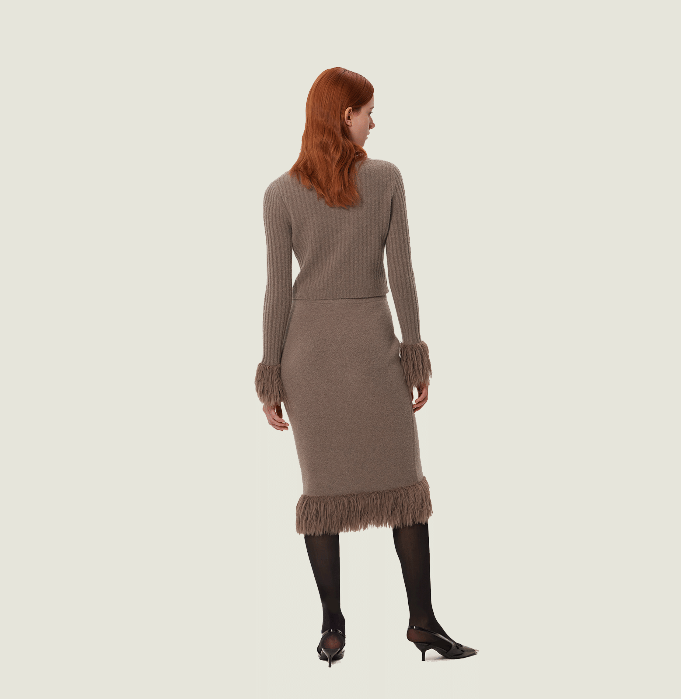 FRINGED CASHMERE-BLEND STRAIGHT SKIRT made by CRUSH Collection