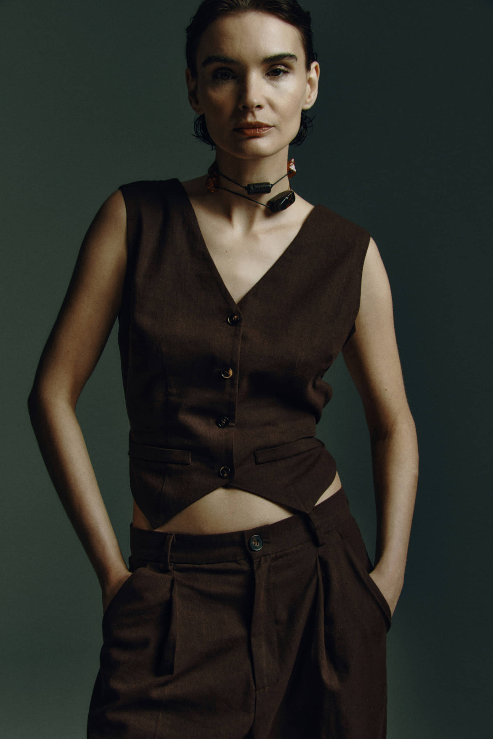 Driftwood suit vest made by Wiktoria Frankowska