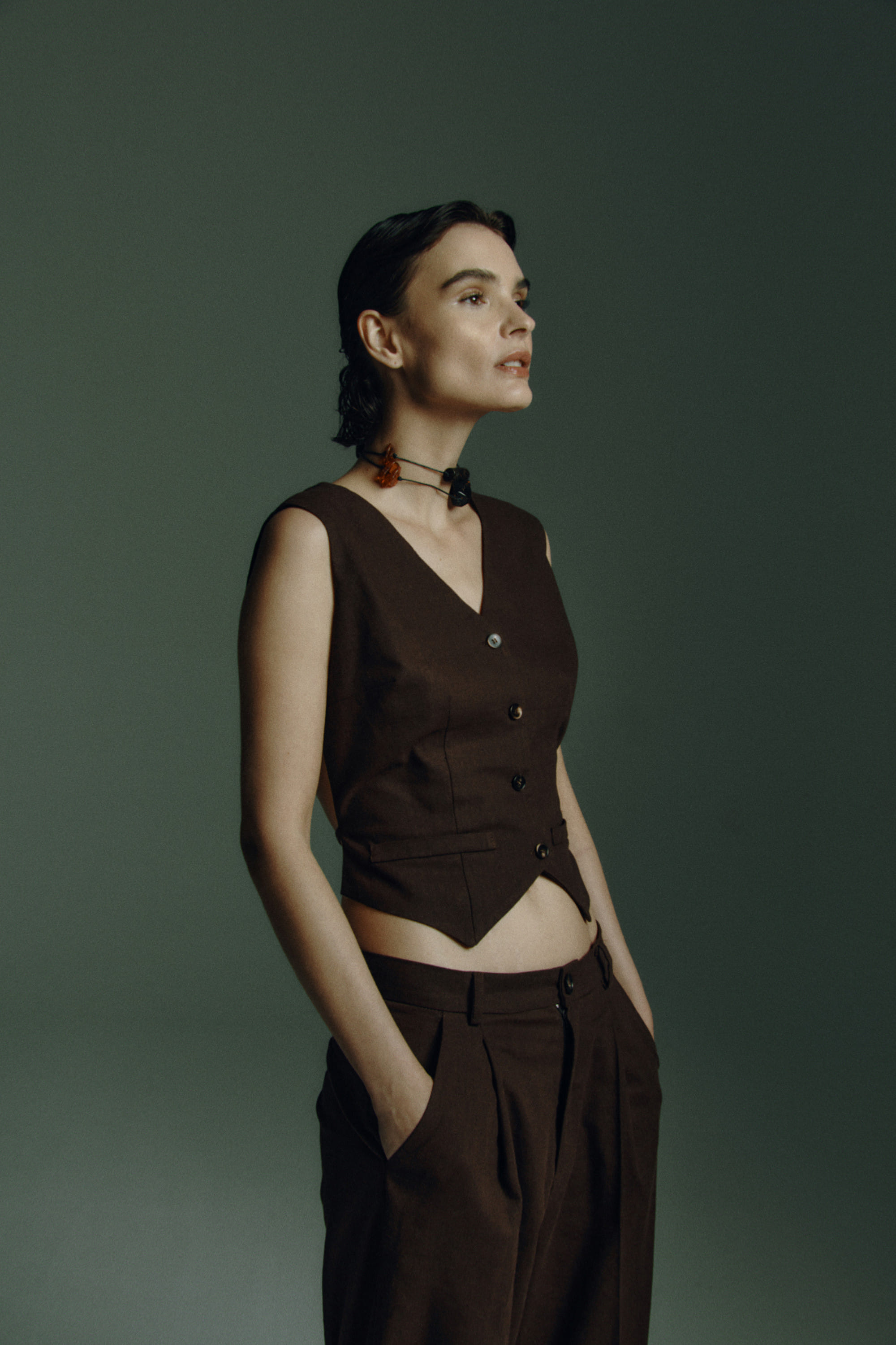 Driftwood suit vest made by Wiktoria Frankowska