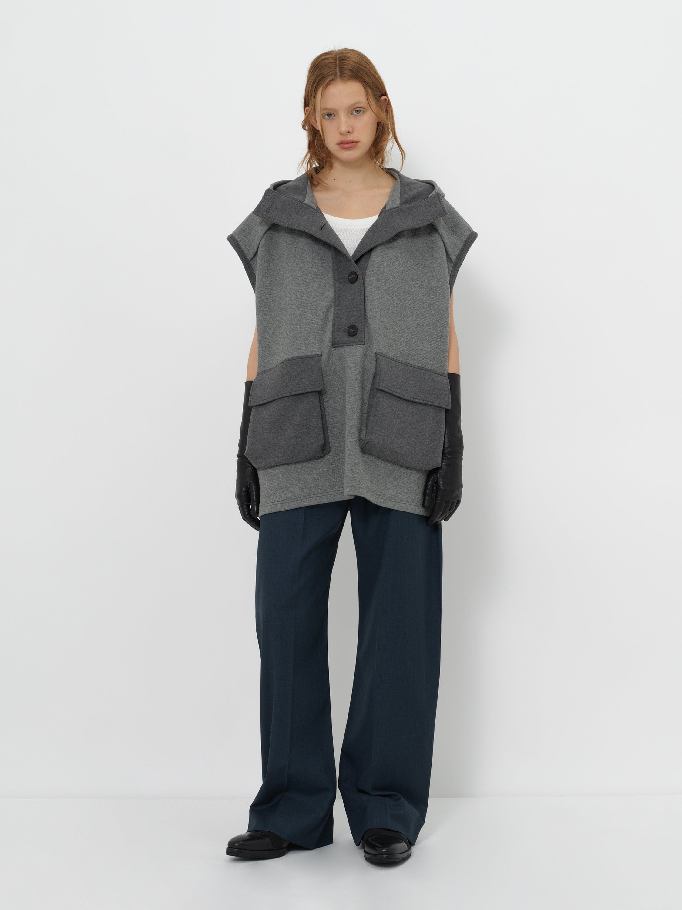 HEAVYWEIGHT HOODED VEST WITH UTILITY POCKETS made by YIBRI
