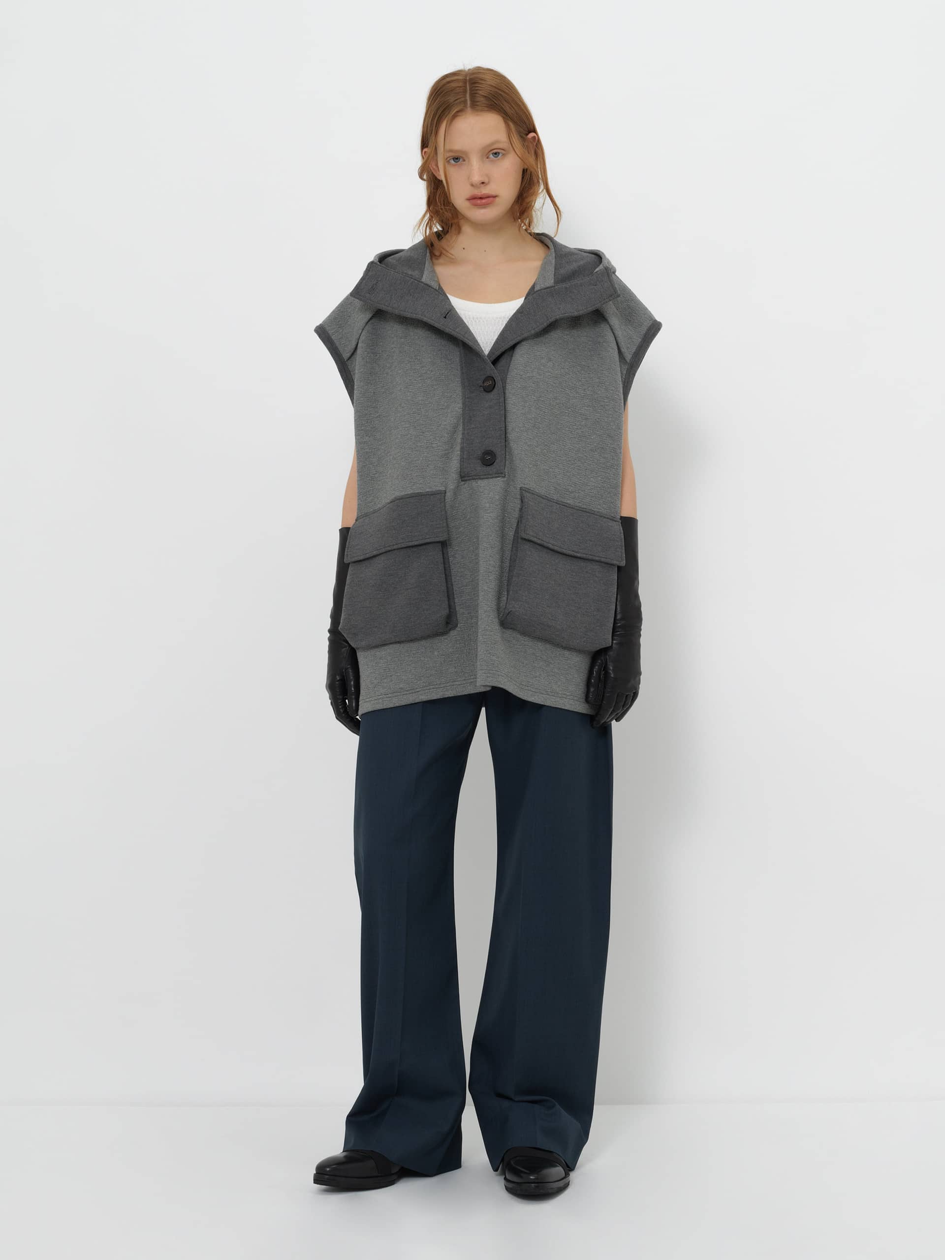HEAVYWEIGHT HOODED VEST WITH UTILITY POCKETS made by YIBRI