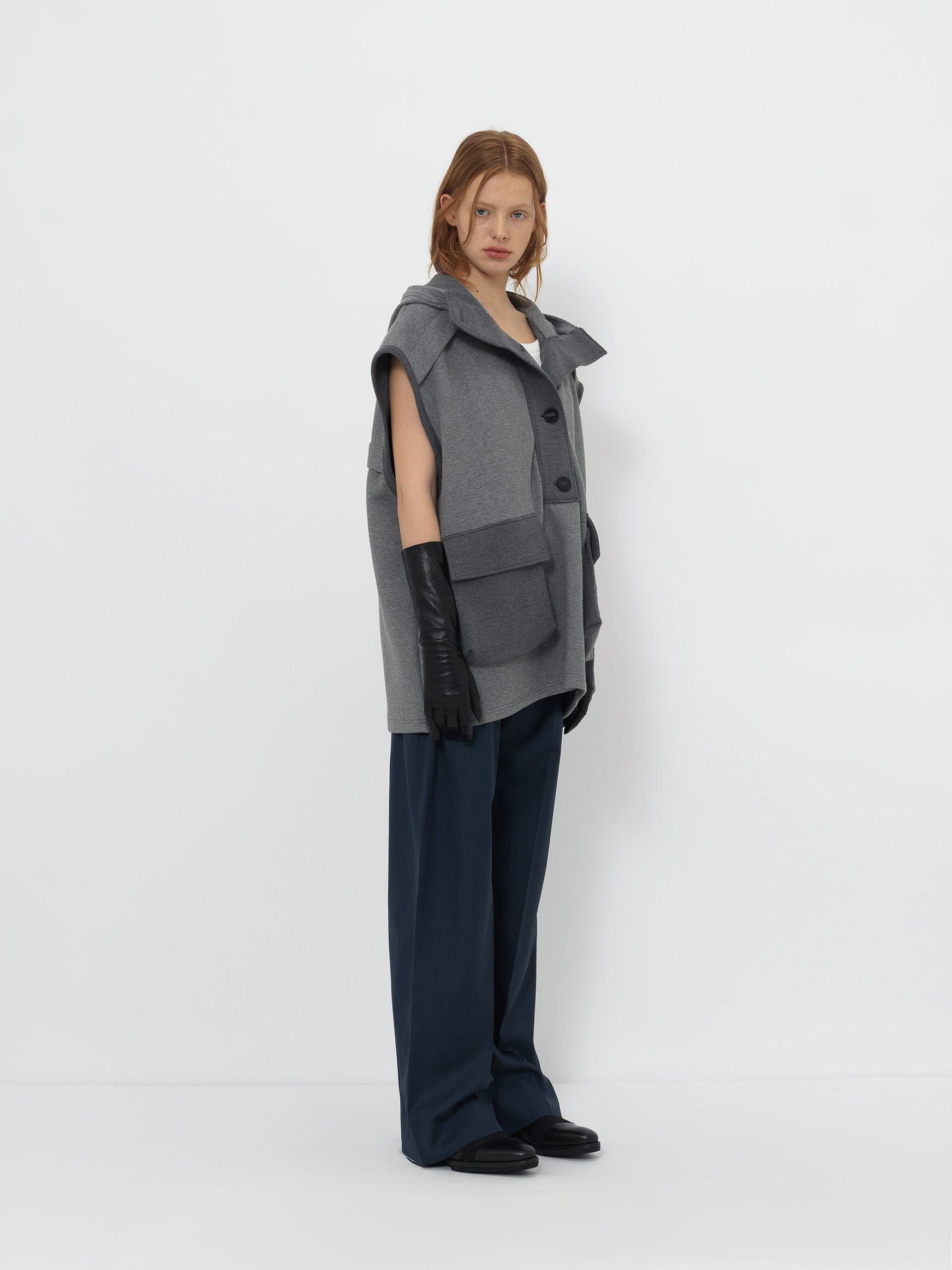 HEAVYWEIGHT HOODED VEST WITH UTILITY POCKETS made by YIBRI