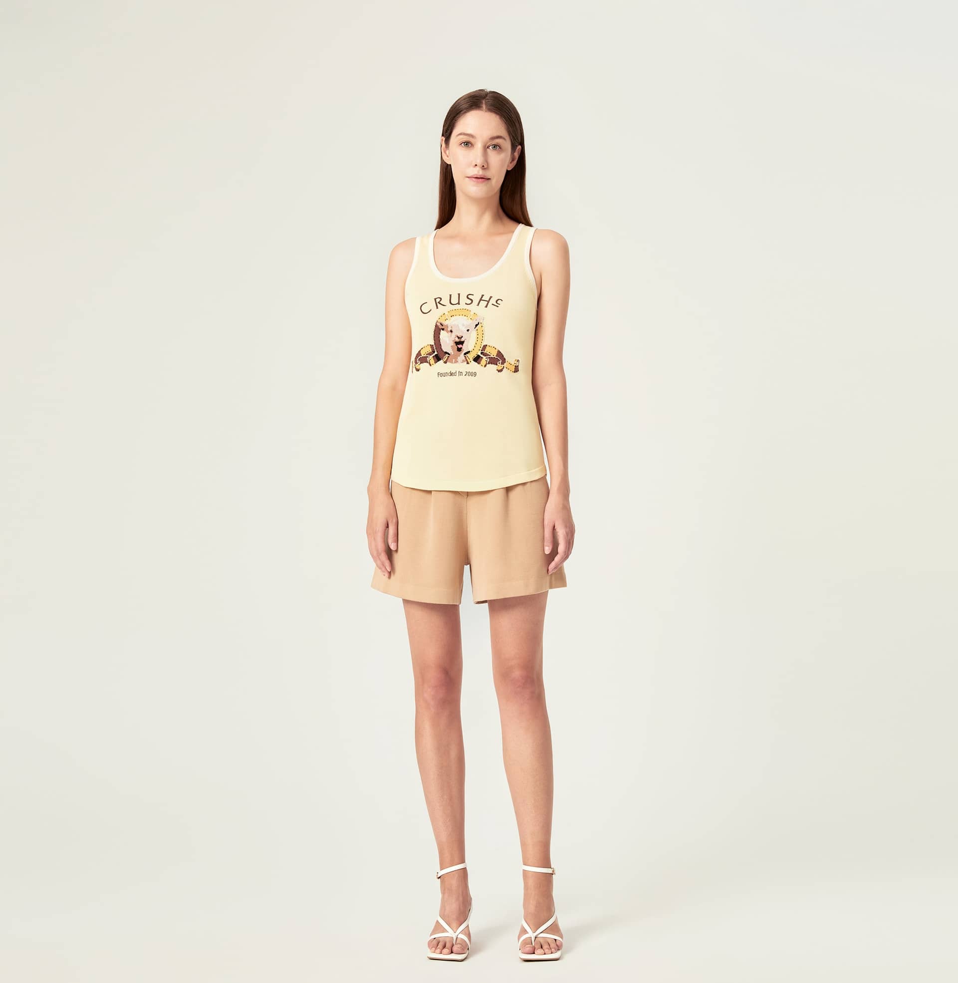 SPORTY JACQUARD TANK TOP in Yellow made by CRUSH Collection