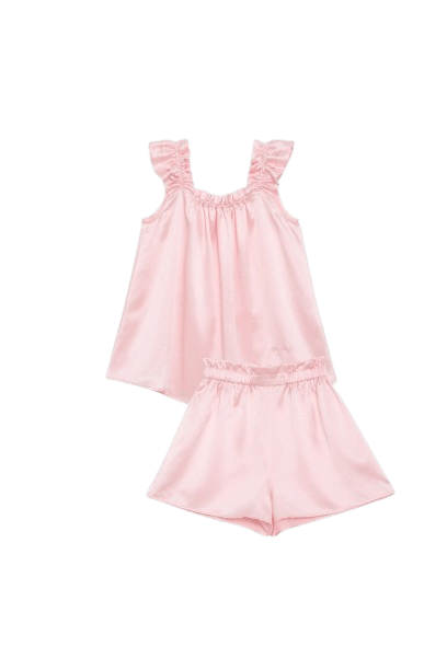 Blooming Kid's Short Pajama Set in Carnation Pink made by MANITO
