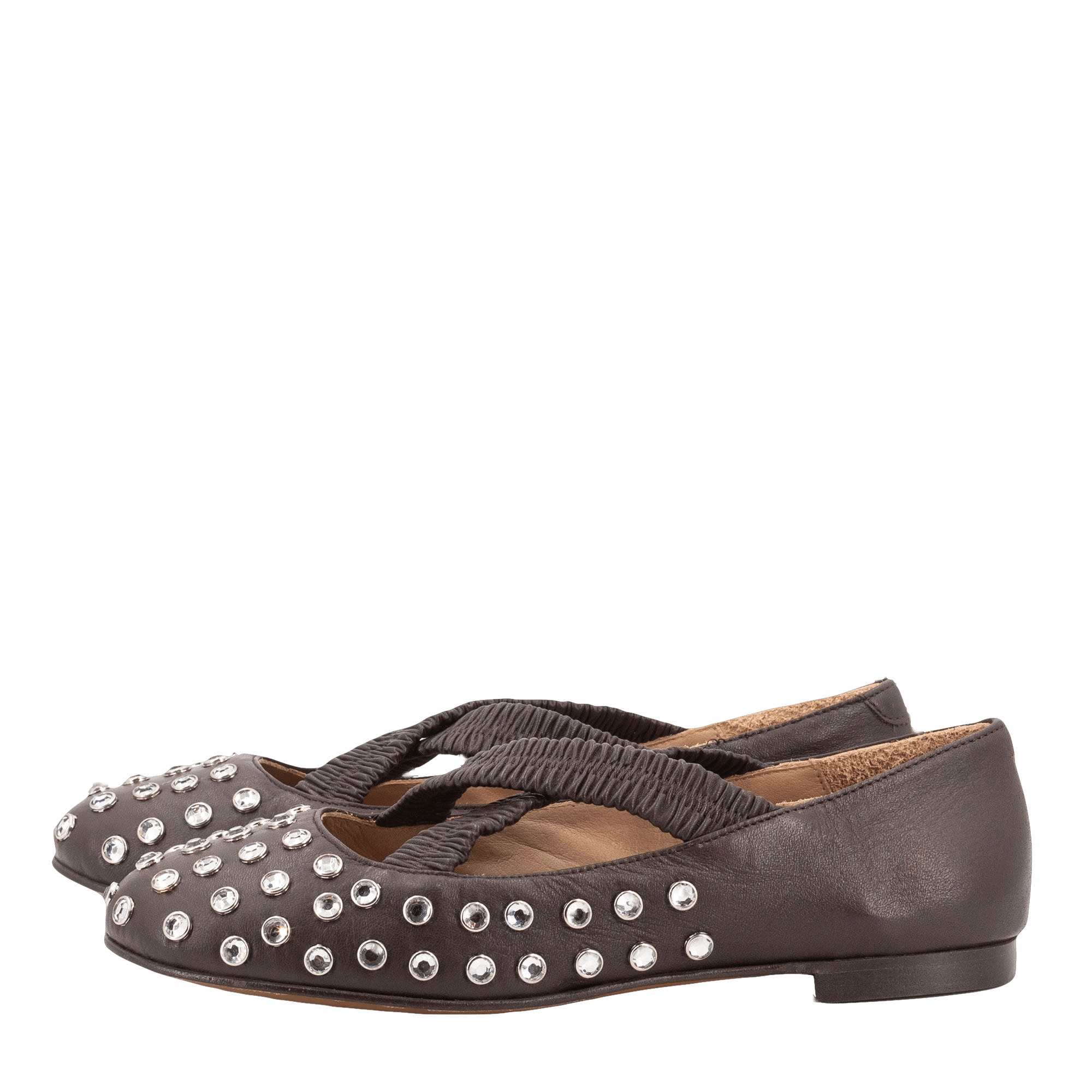 SILVIE  CRYSTALS BROWN BALLERINAS made by Toral