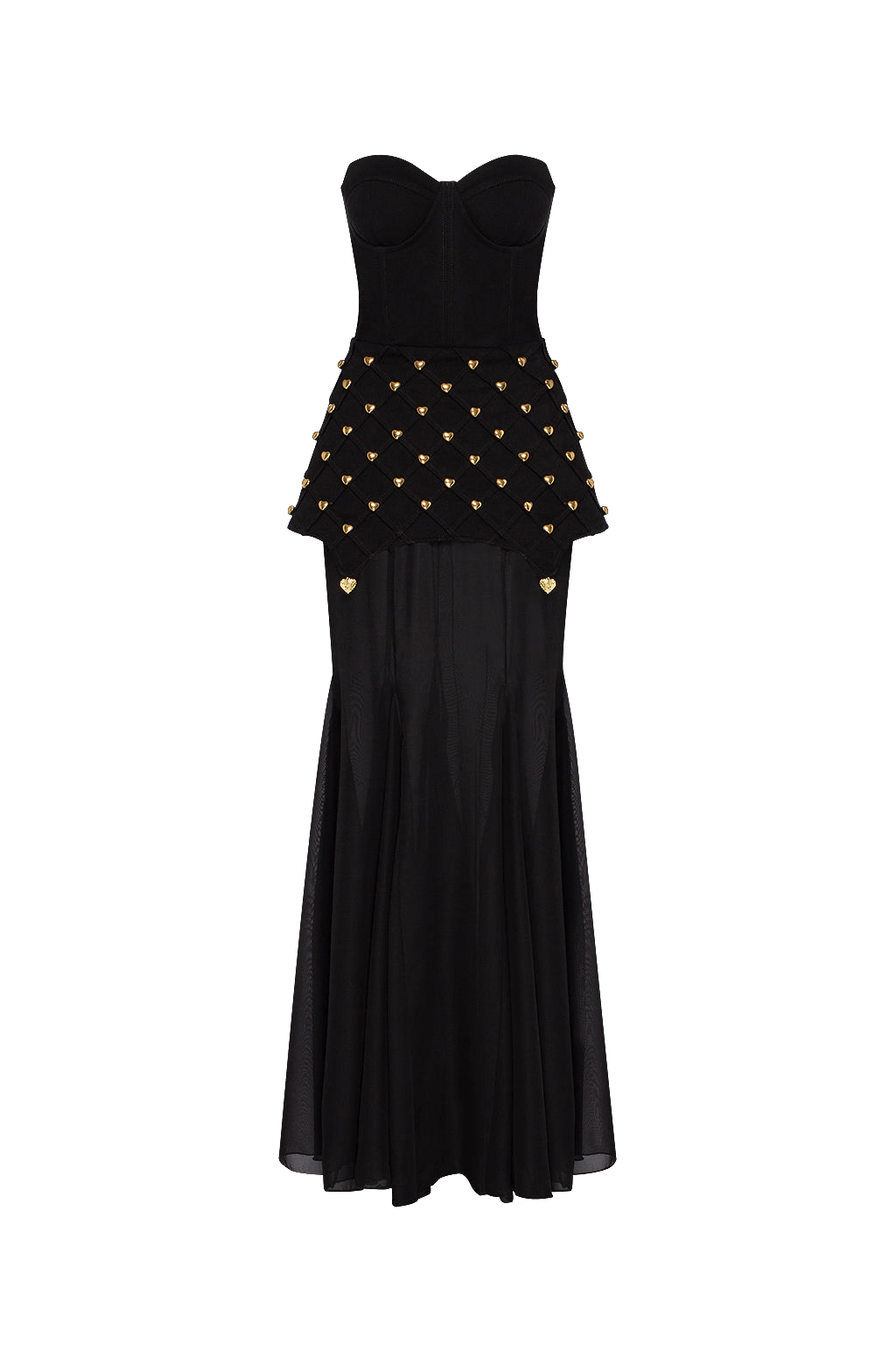 MAXI DRESS with gold decorations made by Guranda