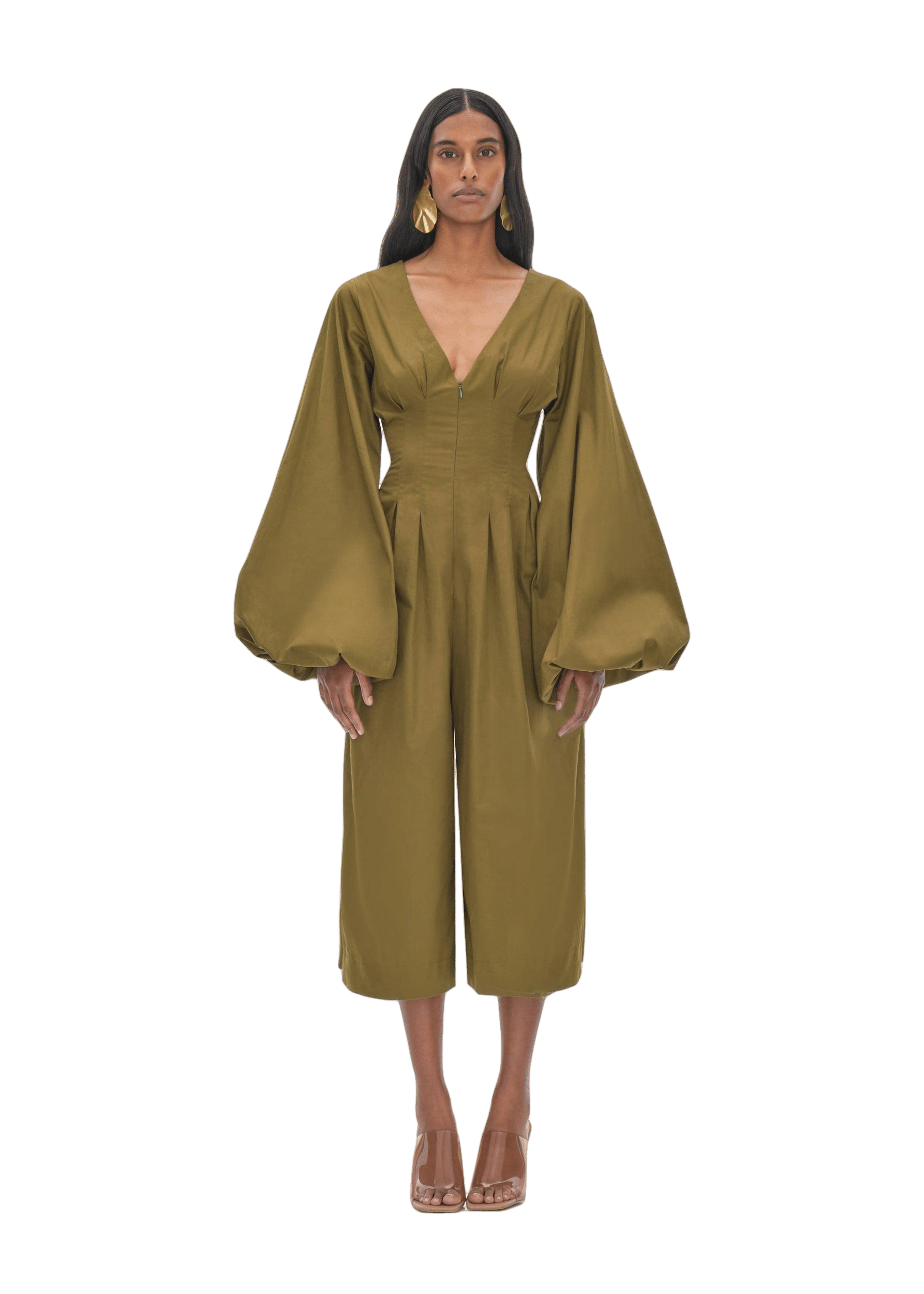 NIA CULOTTE OLIVE JUMPSUIT made by Andrea Iyamah