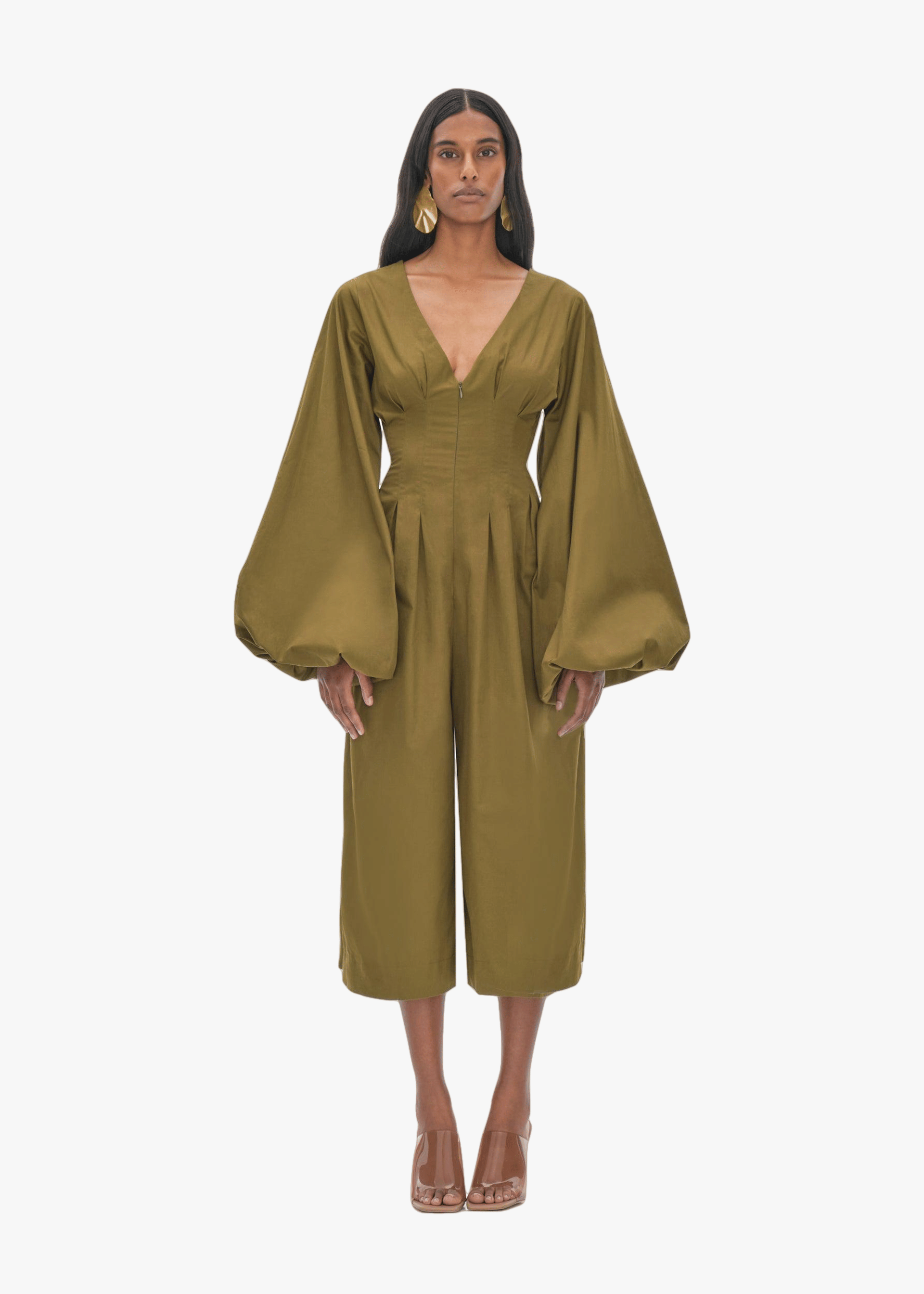 NIA CULOTTE OLIVE JUMPSUIT made by Andrea Iyamah